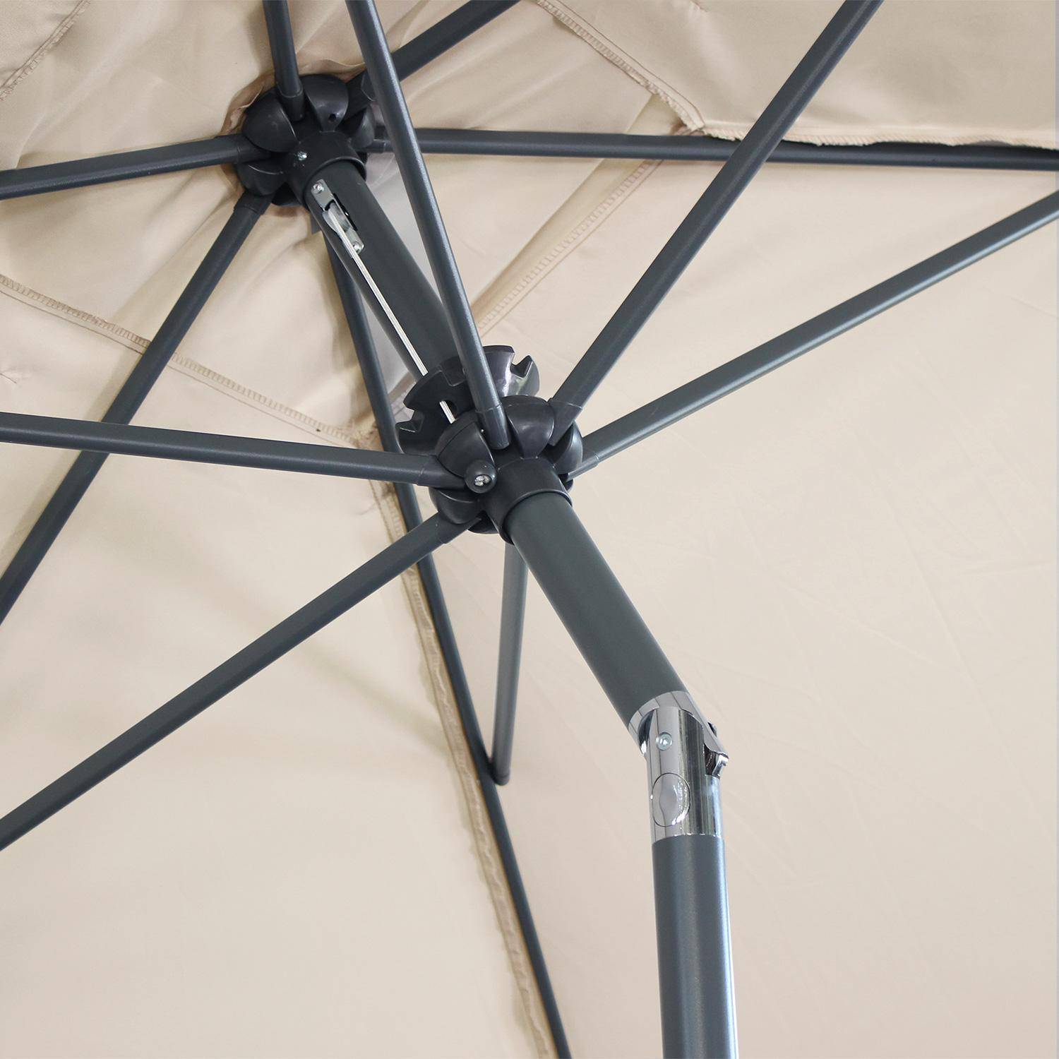 Parasol droit rectangulaire 2x3m - Touquet Sable - mât central en aluminium orientable et manivelle d'ouverture Photo6