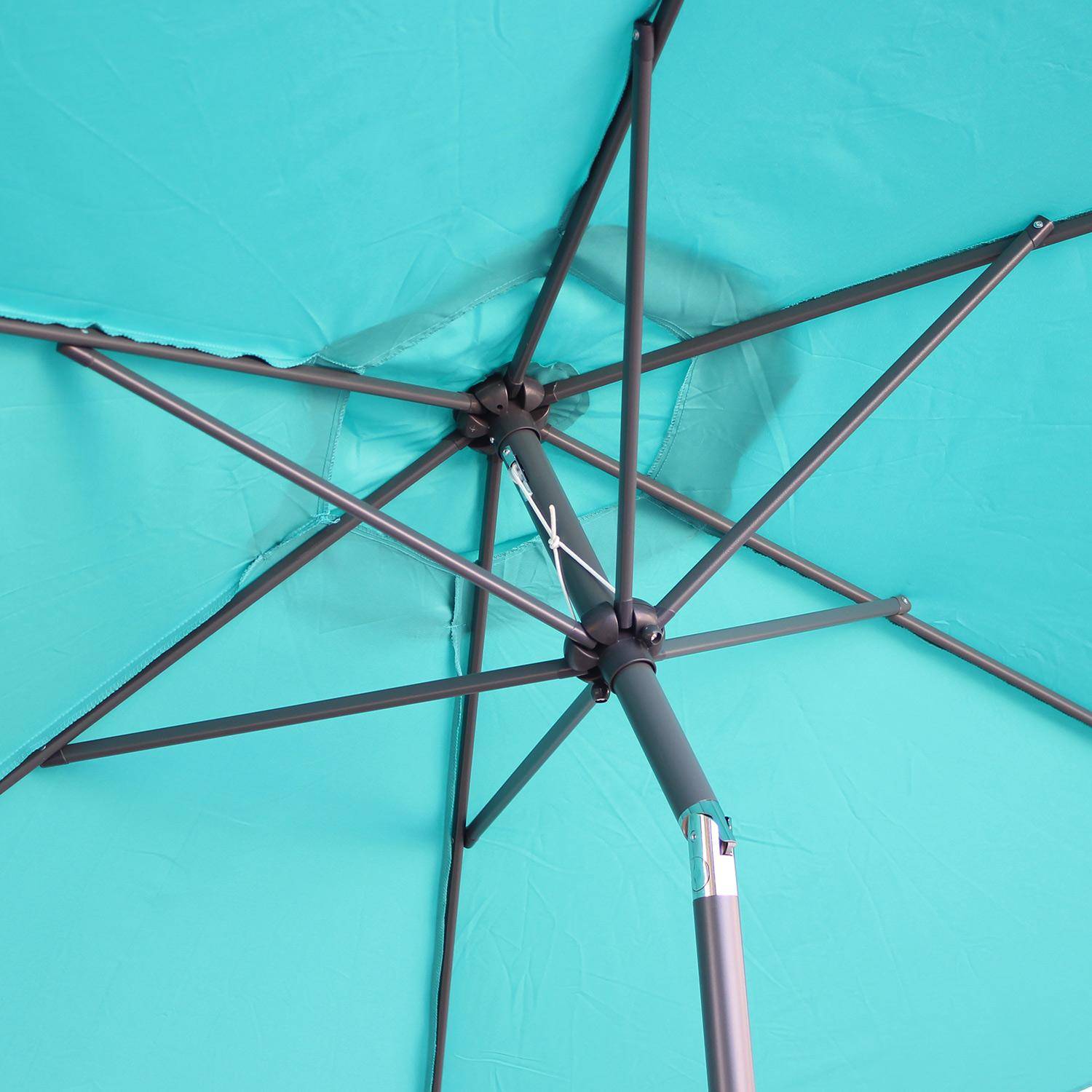 Parasol de jardín, parasol rojo, mástil central, inclinable, Turquesa, 300cm, Touquet Photo7