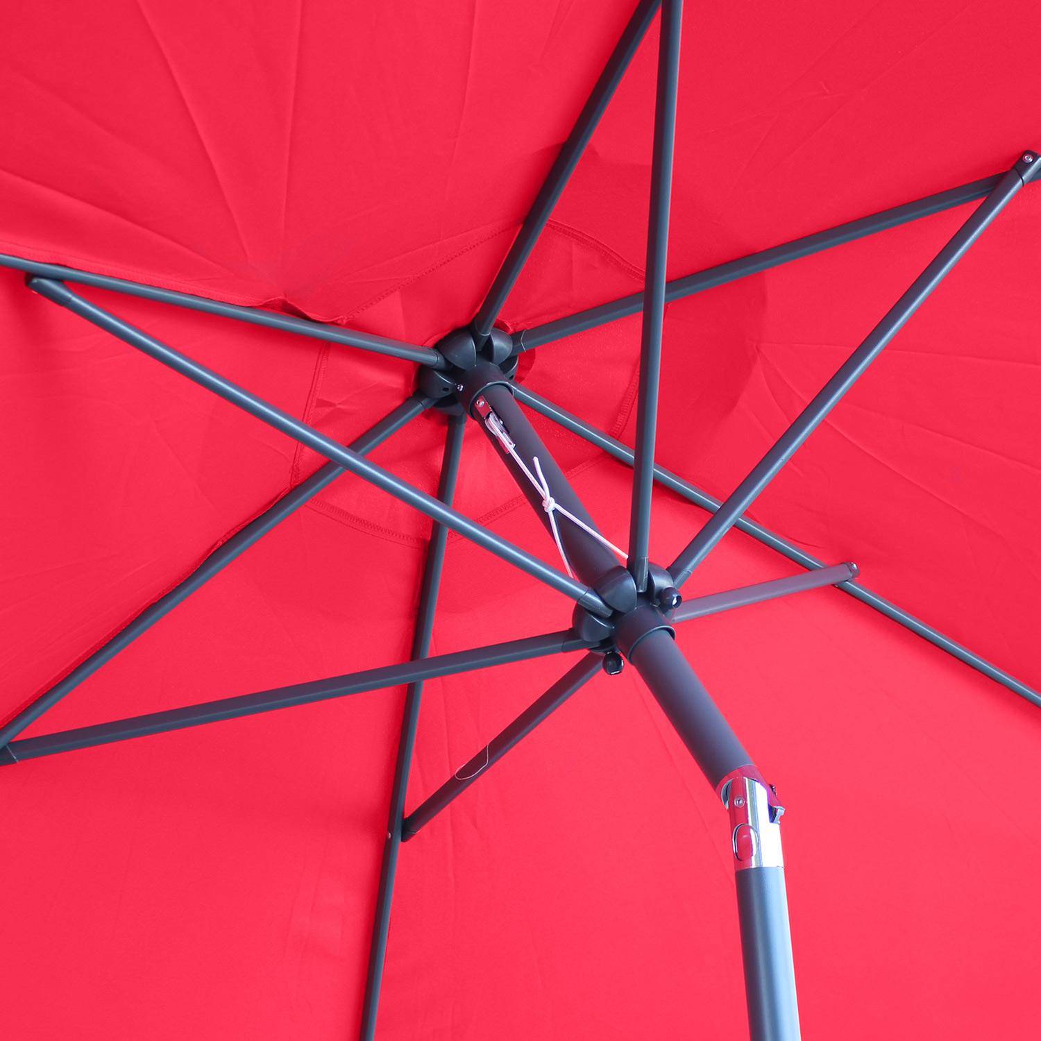 Sombrilla jardin, parasol rojo, mástil central, inclinable, redondo, Ø300cm, Touquet Photo7