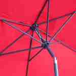 Parasol droit rond Ø300cm - Touquet Rouge - mât central en aluminium orientable et manivelle d'ouverture Photo7