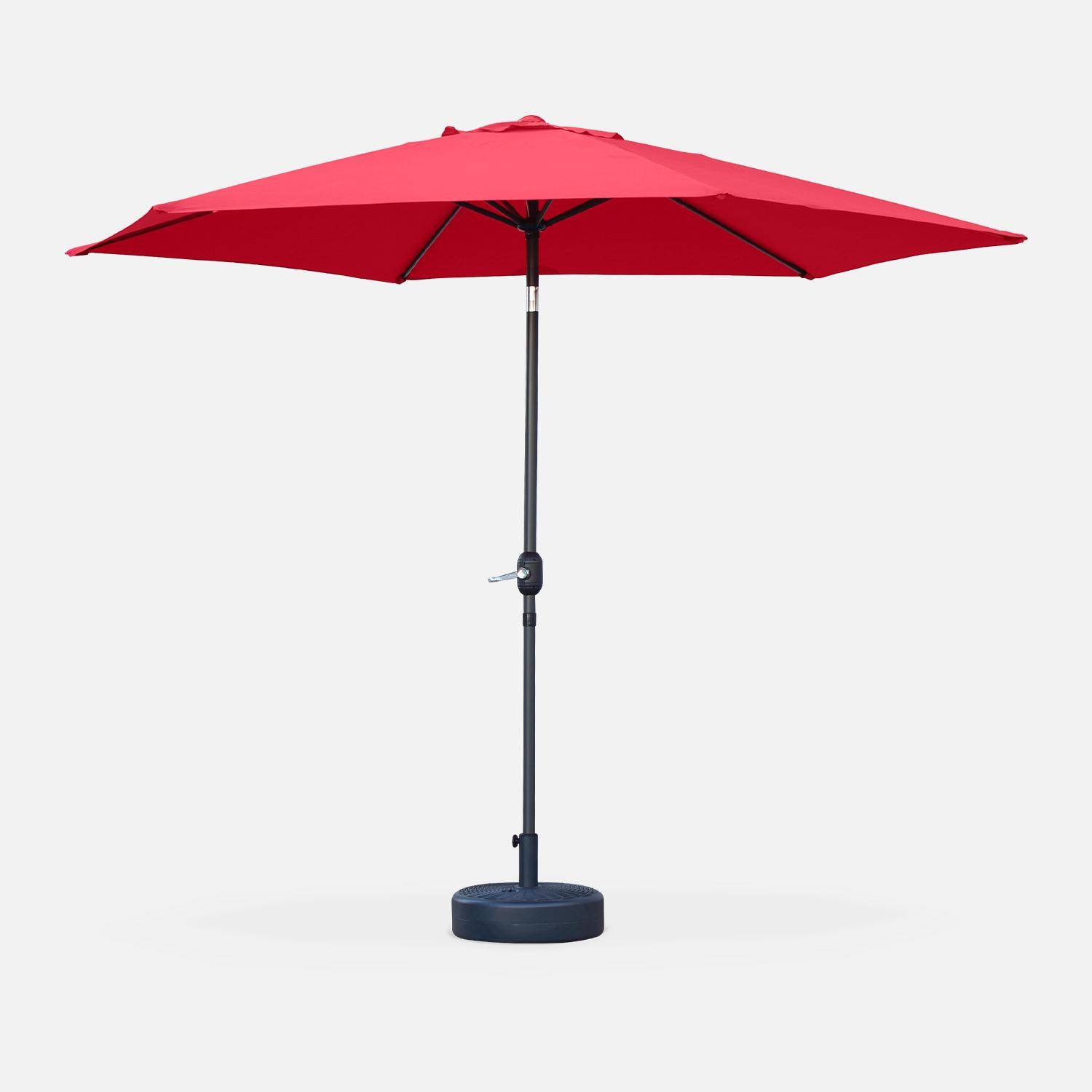 Sombrilla jardin, parasol rojo, mástil central, inclinable, redondo, Ø300cm, Touquet Photo3