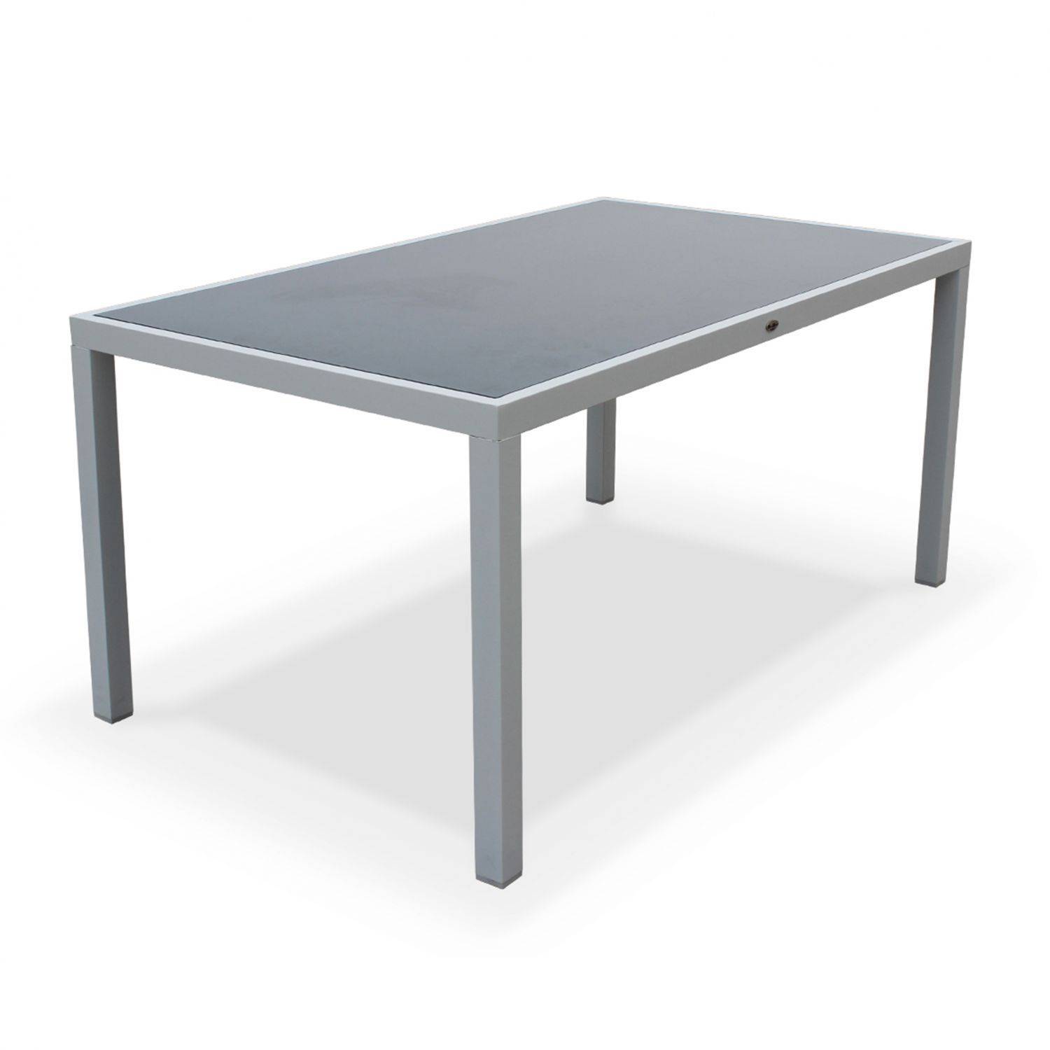 Gartengarnitur aus Aluminium und Textilene - Capua - Weiß, Grau - 1 großer rechteckiger Tisch, 6 stapelbare Sessel Photo3
