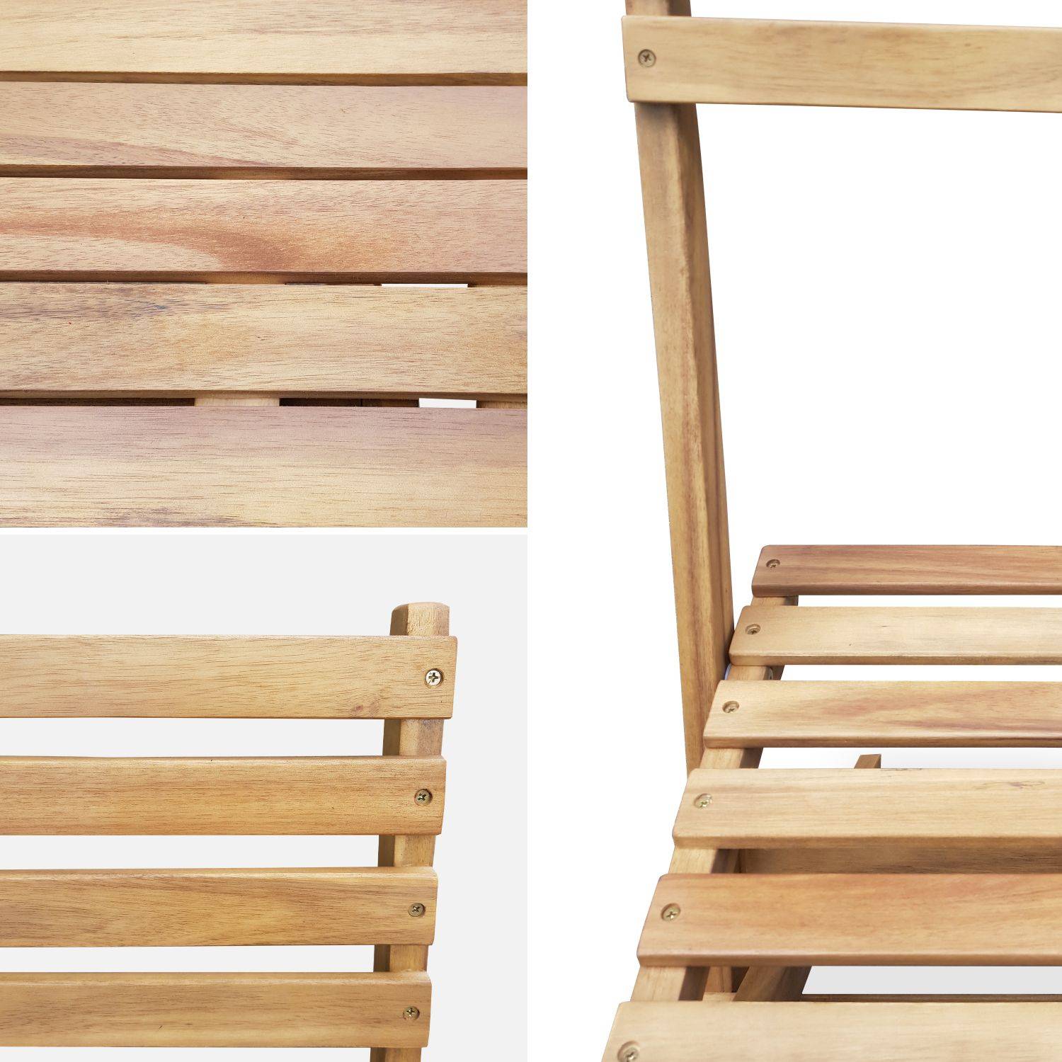 Muebles de jardín de bistrot plegables - Figueres - Mesa de madera cuadrada 60x60cm con dos sillas plegables Photo4