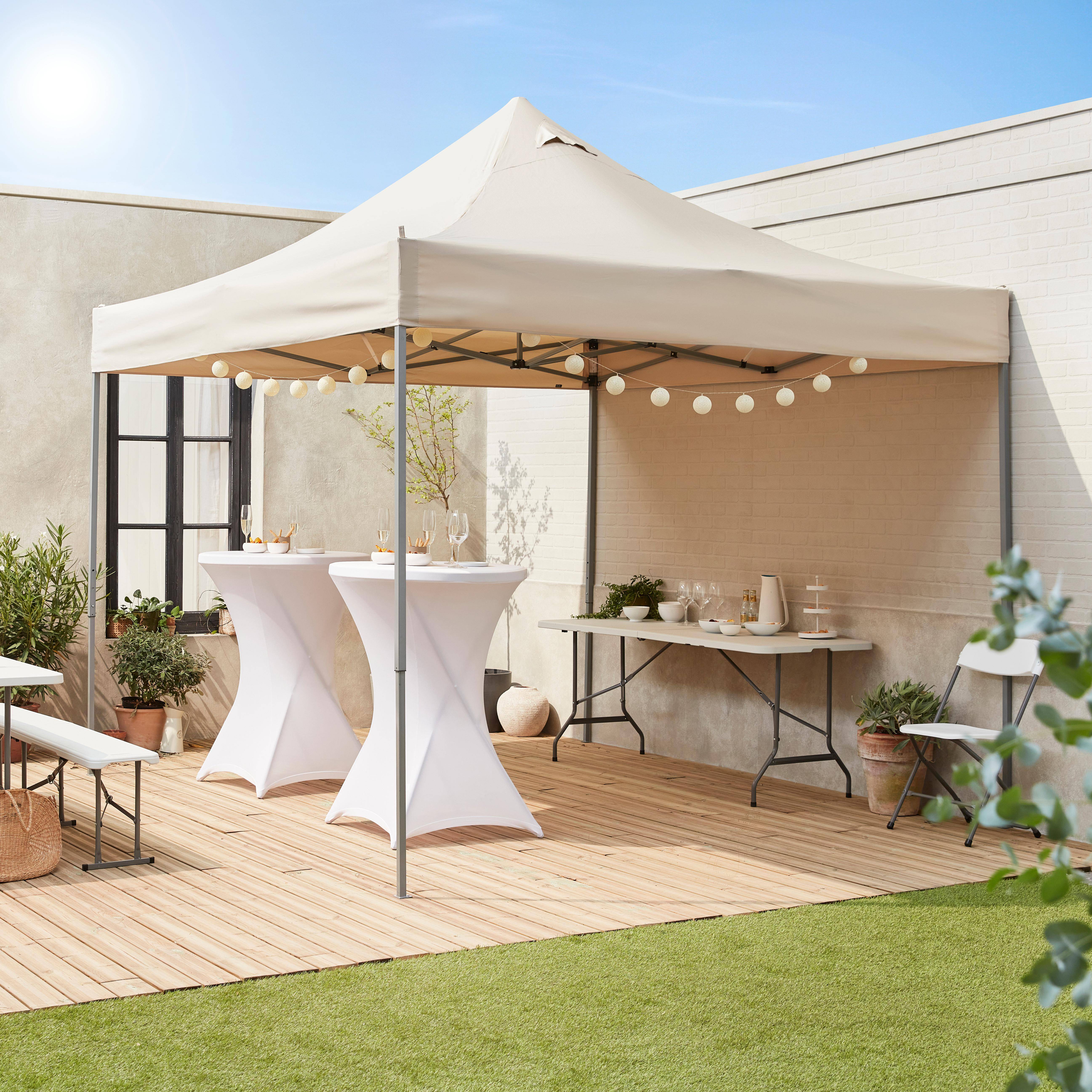 Pergola pieghevole Premium 3x3 m - Apertus Colore Sabbia - Tenda da giardino pop up, pergola pieghevole, gazebo Photo1