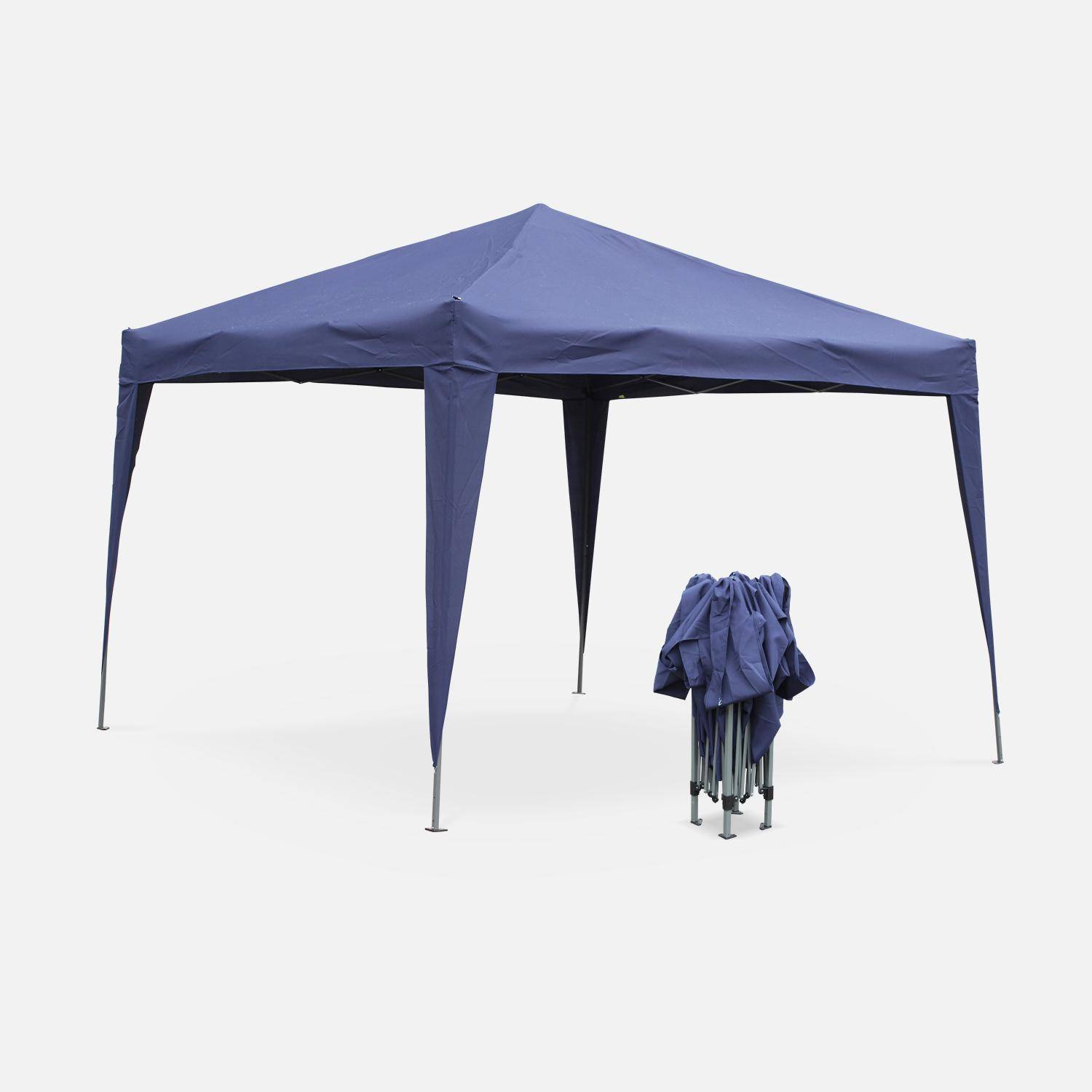 Tonnelle pliante 3 x 3 m - Tecto Bleu - Tente de jardin pop up, pergola pliable, barnum,  9m² Photo1