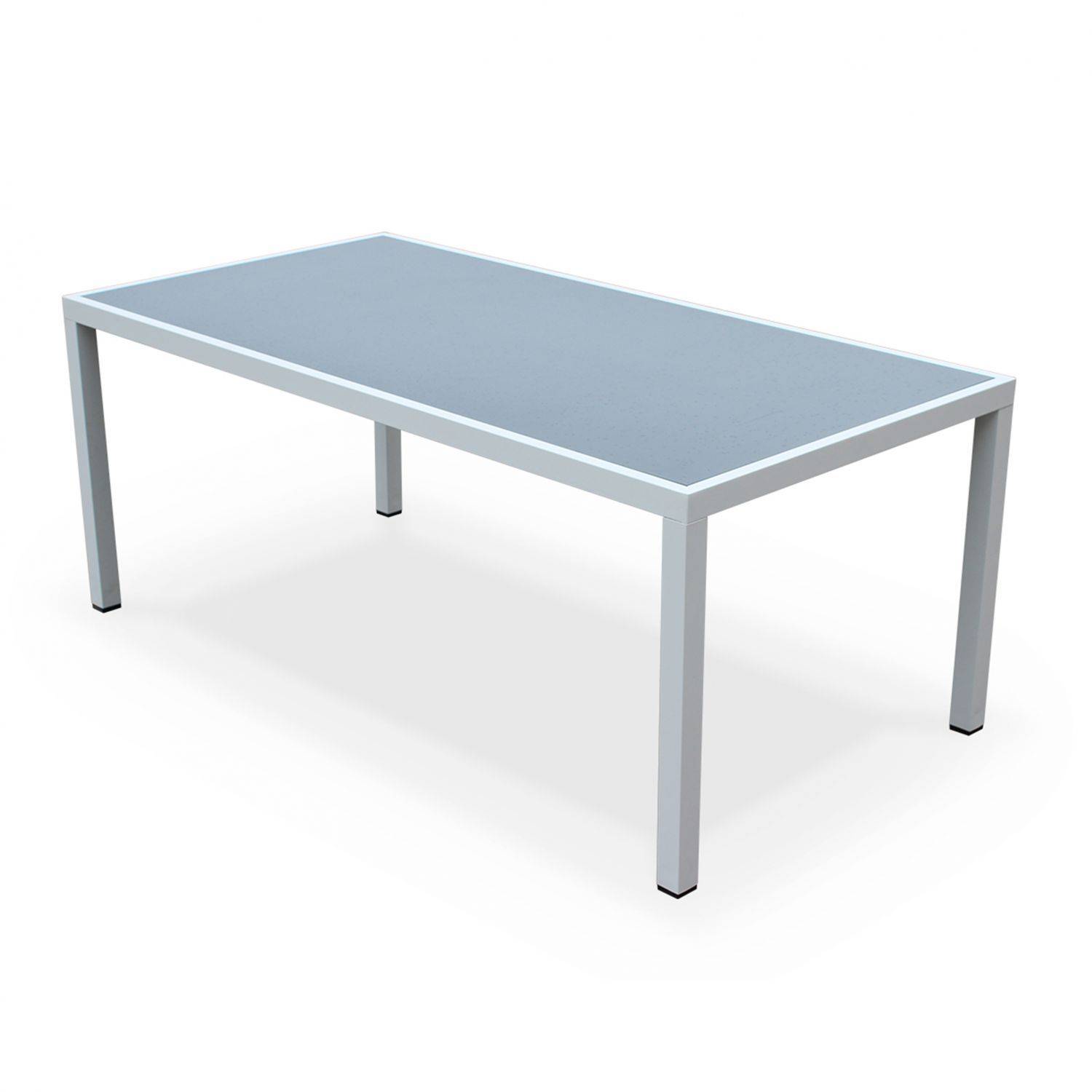 Gartengarnitur aus Aluminium und Textilene - Capua 180 cm - Weiß, Grau - 8 Plätze - 1 großer rechteckiger Tisch, 8 stapelbare Sessel Photo3