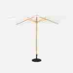 Rechthoekige houten parasol 2x3m, centrale houten mast, handmatig openingssysteem, katrol Photo3
