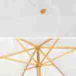 Ronde houten parasol Ø290cm, centrale houten mast, handmatig openingssysteem, katrol Photo4