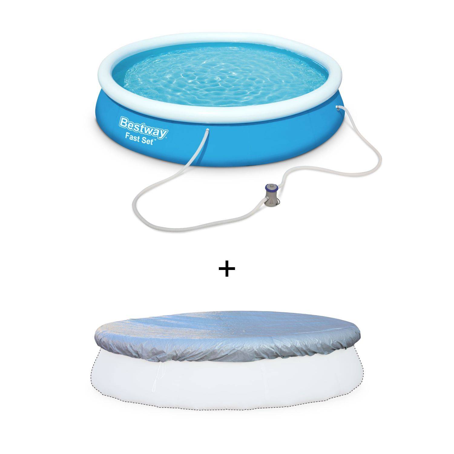 Piscine gonflable bleue autoportante BESTWAY – Jade  ⌀ 360 x 76 cm - piscine hors sol autostable ronde avec bâche, filtre à cartouche et 1 cartouche incluse Photo1