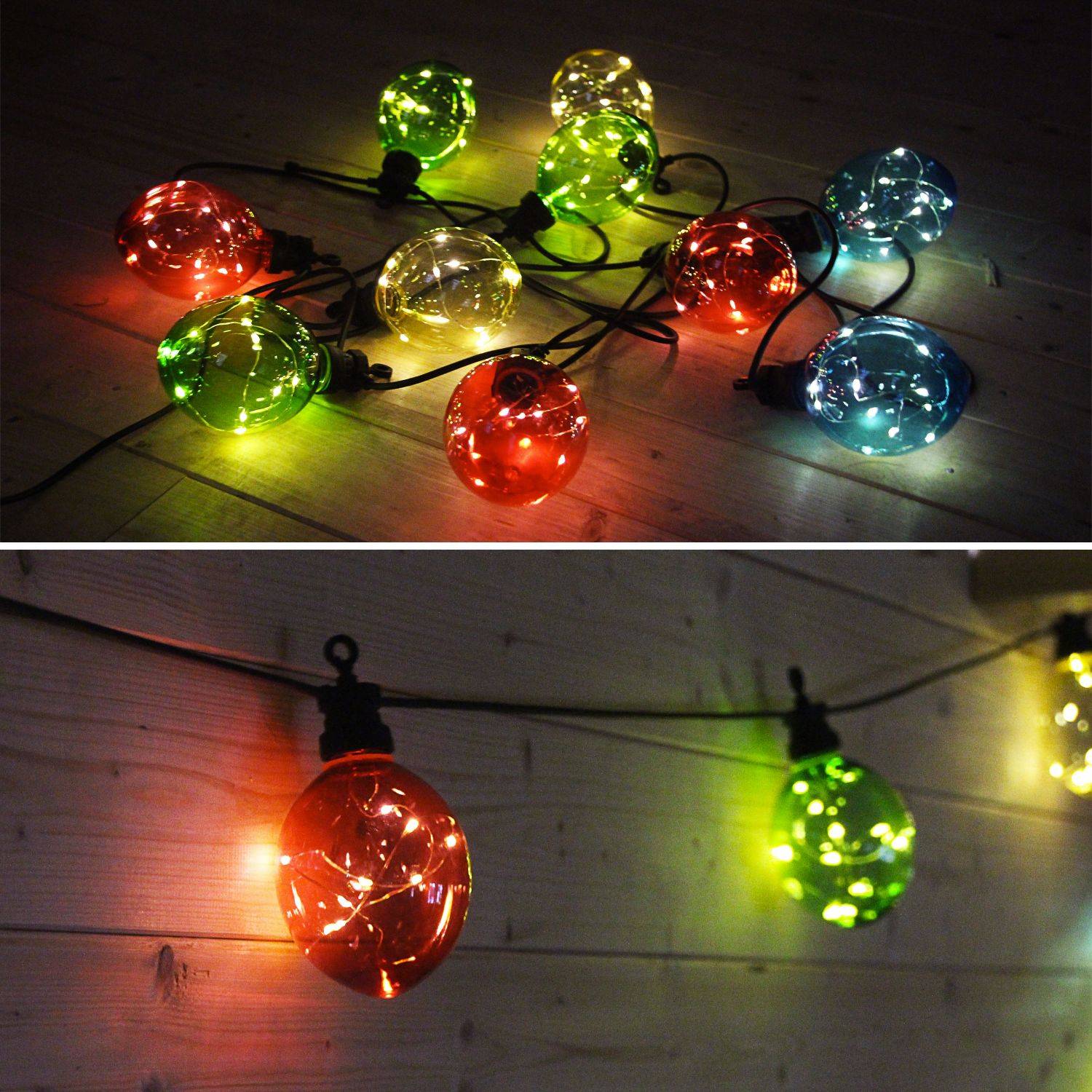 MORPHEE - Kerst lichtslinger voor buiten met 10 lampen, 100 LED's, op batterijen, timerfunctie, 8 modi, 4,5m lang Photo1