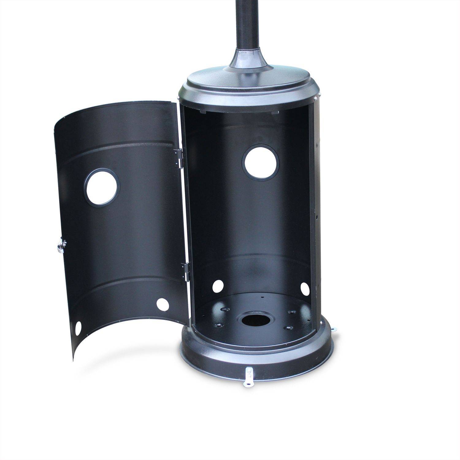Calefactor de gas para exterior 12,5kW  - Parasol calefactable negro, ajustable, puerta delantera, ruedas y cubierta- Finlandia Photo5