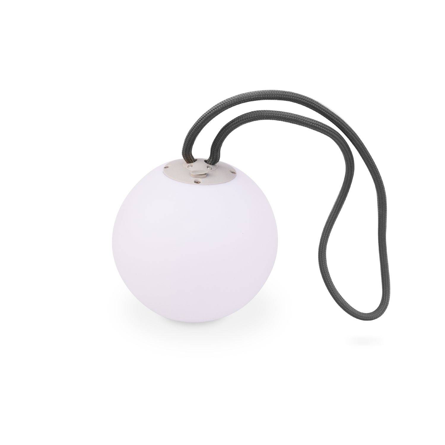 CORDA 20  – Lampe LED sphérique à suspendre, boule lumineuse à accrocher, Ø 20cm, rechargeable Photo1