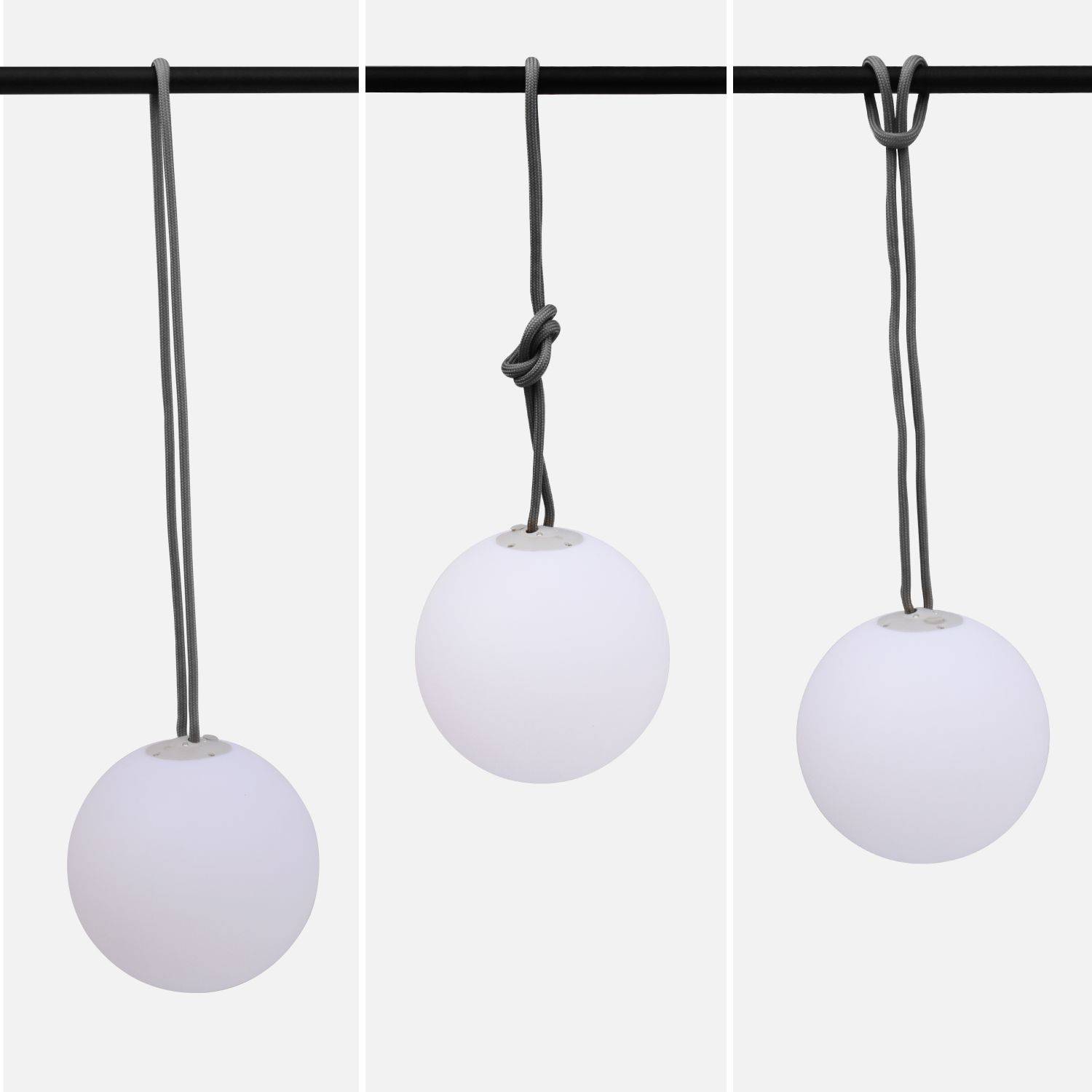 CORDA 20  – Lampe LED sphérique à suspendre, boule lumineuse à accrocher, Ø 20cm, rechargeable Photo4