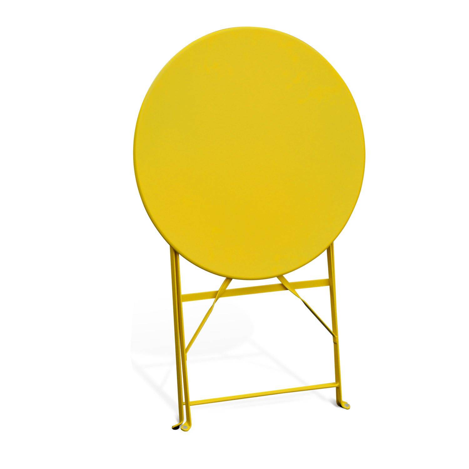 Table de jardin bistrot pliable - Emilia ronde jaune- Table ronde Ø60cm en acier thermolaqué Photo3