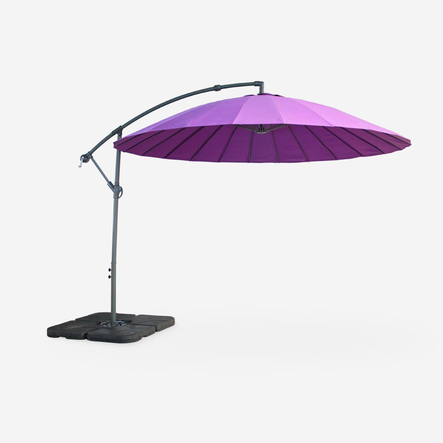 Sombrilla redonda 3m - Shanghai - Color violeta, estructura antracita, varillas de fibra de vidrio, manivela anti-retorno Photo1