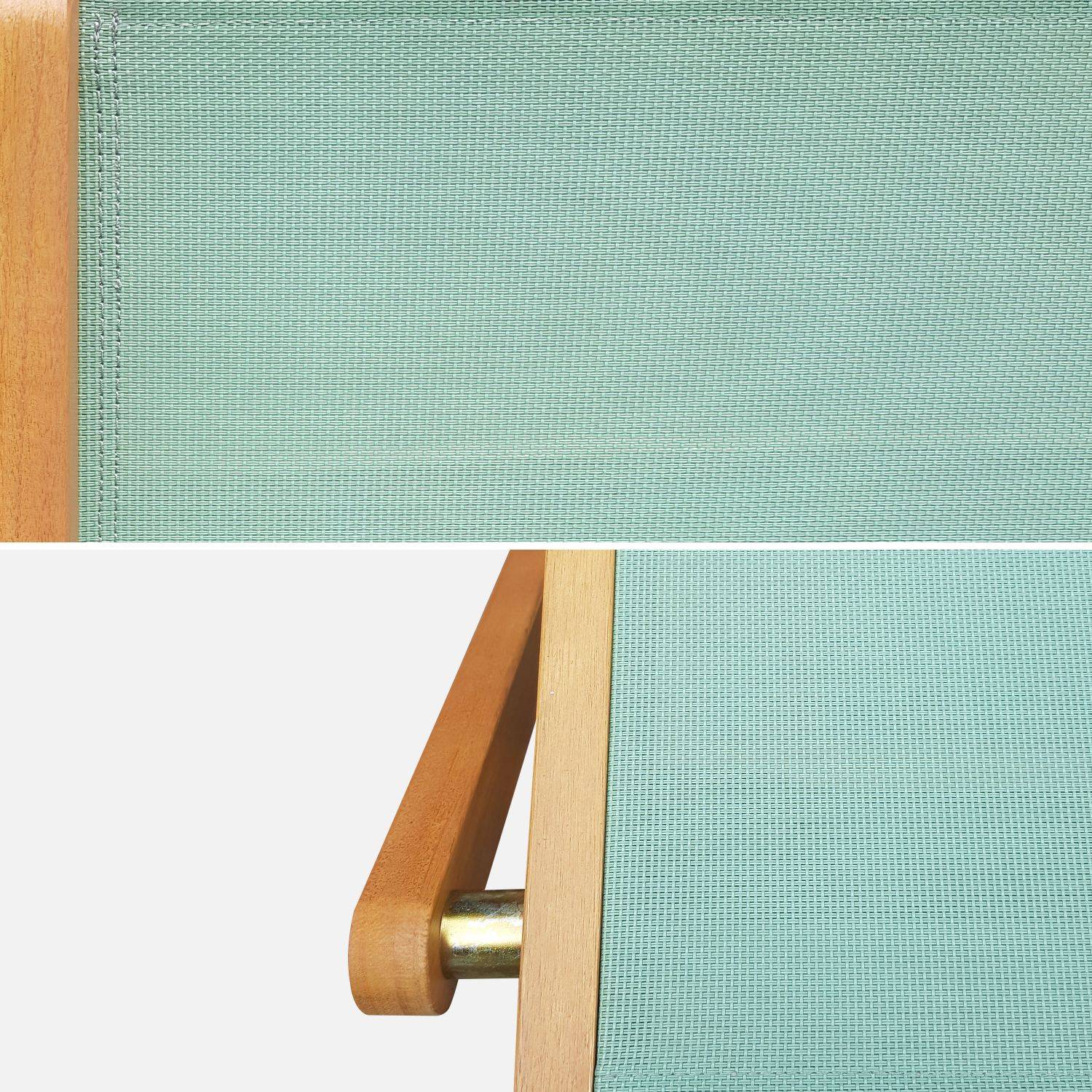 Gartenstühle aus Holz und Textilene - Almeria graugrün - 2 Klappstühle aus geöltem FSC Eukalyptusholz und Textilene Photo3