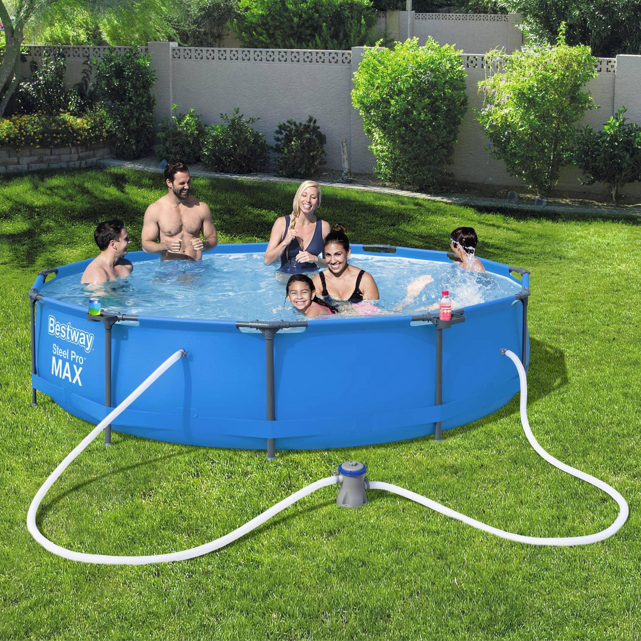Piscine tubulaire BESTWAY - Opalite bleue - piscine ronde Ø3,6m avec pompe de filtration, piscine hors sol, armature acier Photo2