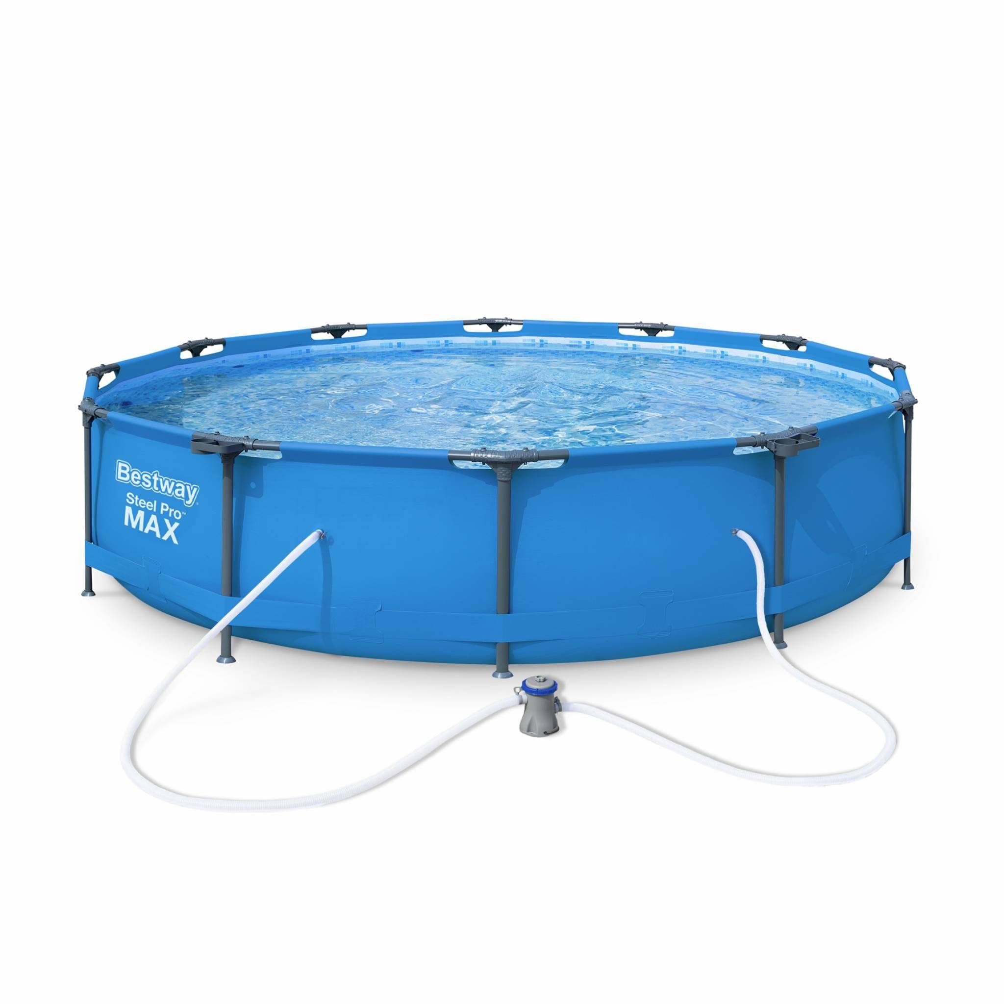 Piscine tubulaire BESTWAY - Opalite bleue - piscine ronde Ø3,6m avec pompe de filtration, piscine hors sol, armature acier Photo1
