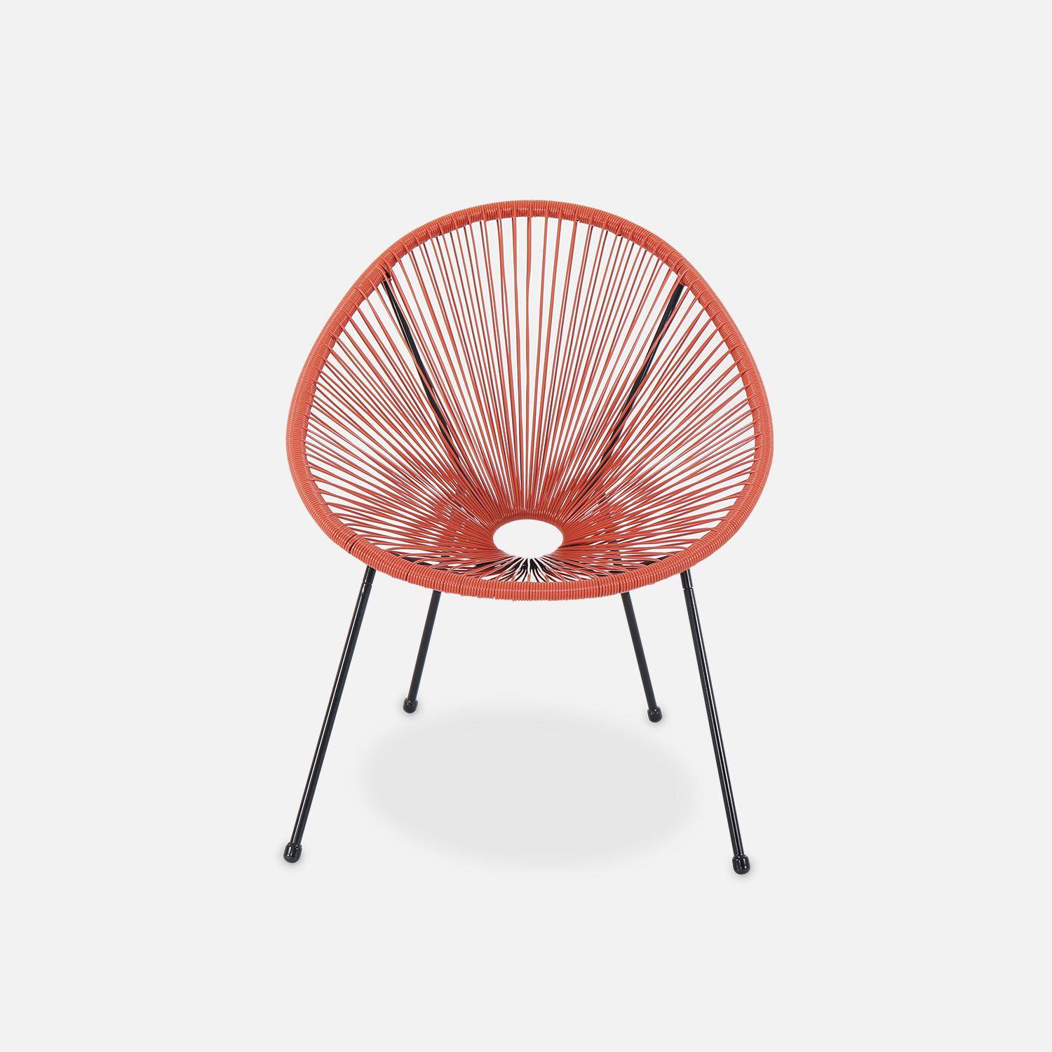 ACAPULCO eiförmiger Sessel - Terra Cotta  - 4-beiniger Sessel im Retro-Design, Kunststoffschnur, innen / außen Photo3