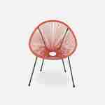 Set van 2 ei-vormige stoelen ACAPULCO met bijzettafel - Terra Cotta - Stoelen 4 poten design retro, met lage tafel, plastic koorden Photo4