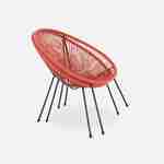 Set van 2 ei-vormige stoelen ACAPULCO met bijzettafel - Terra Cotta - Stoelen 4 poten design retro, met lage tafel, plastic koorden Photo6