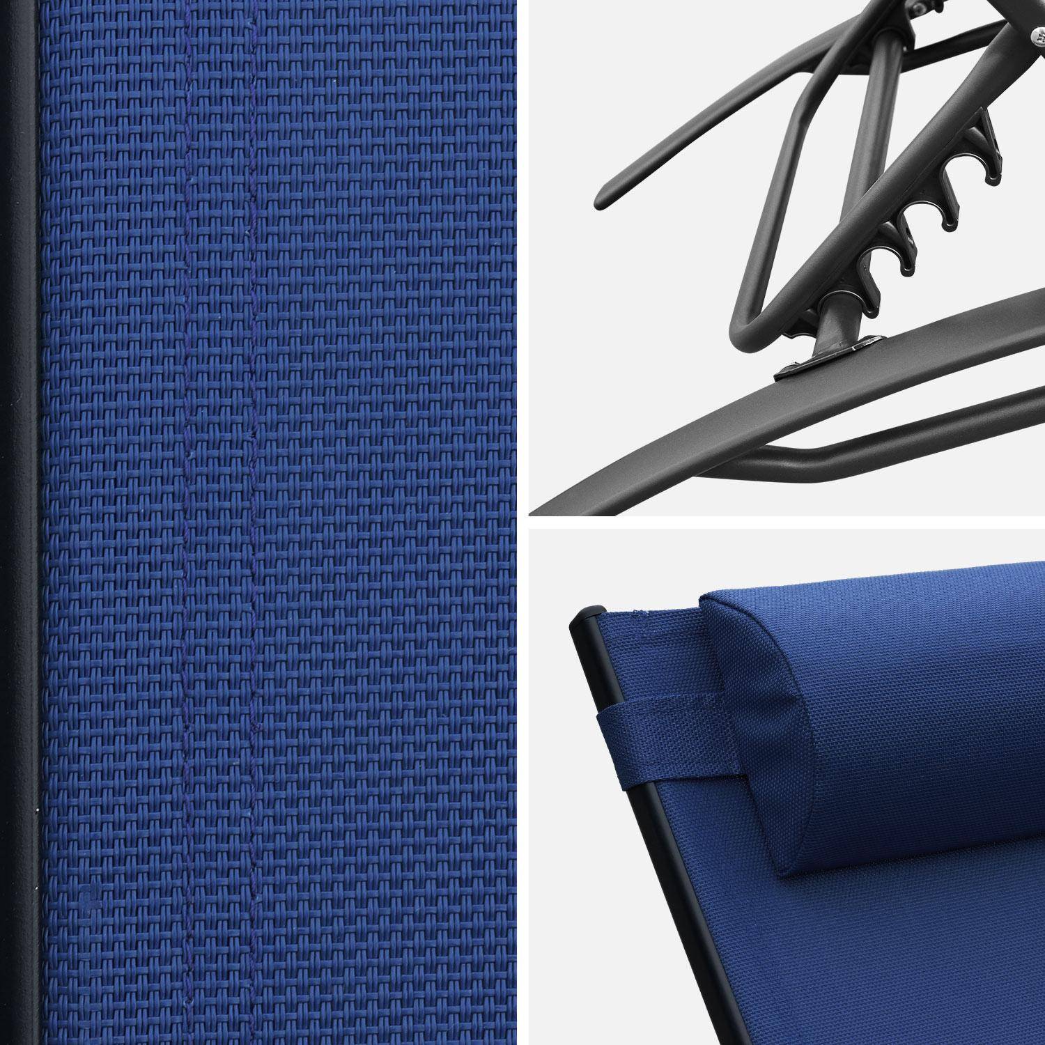 Espreguiçadeira em alumínio antracite e textileno Azul - LOUISA Photo3