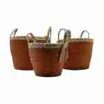 Set plantenmanden, 3 maten, Bloempot, met handgrepen - terracotta Photo2