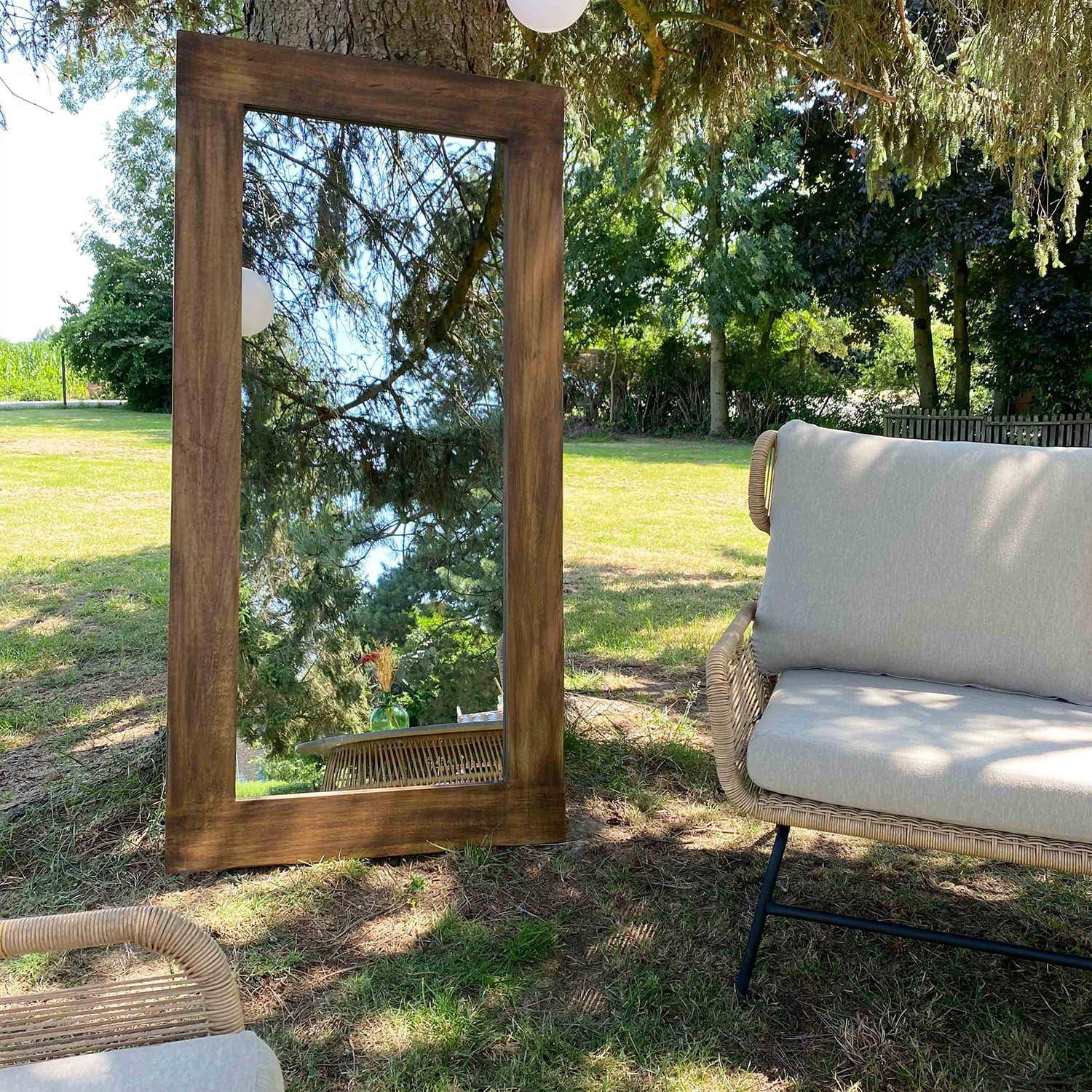 Miroir en bois, rectangle, 165x81cm, intérieur/extérieur, bois foncé Photo7