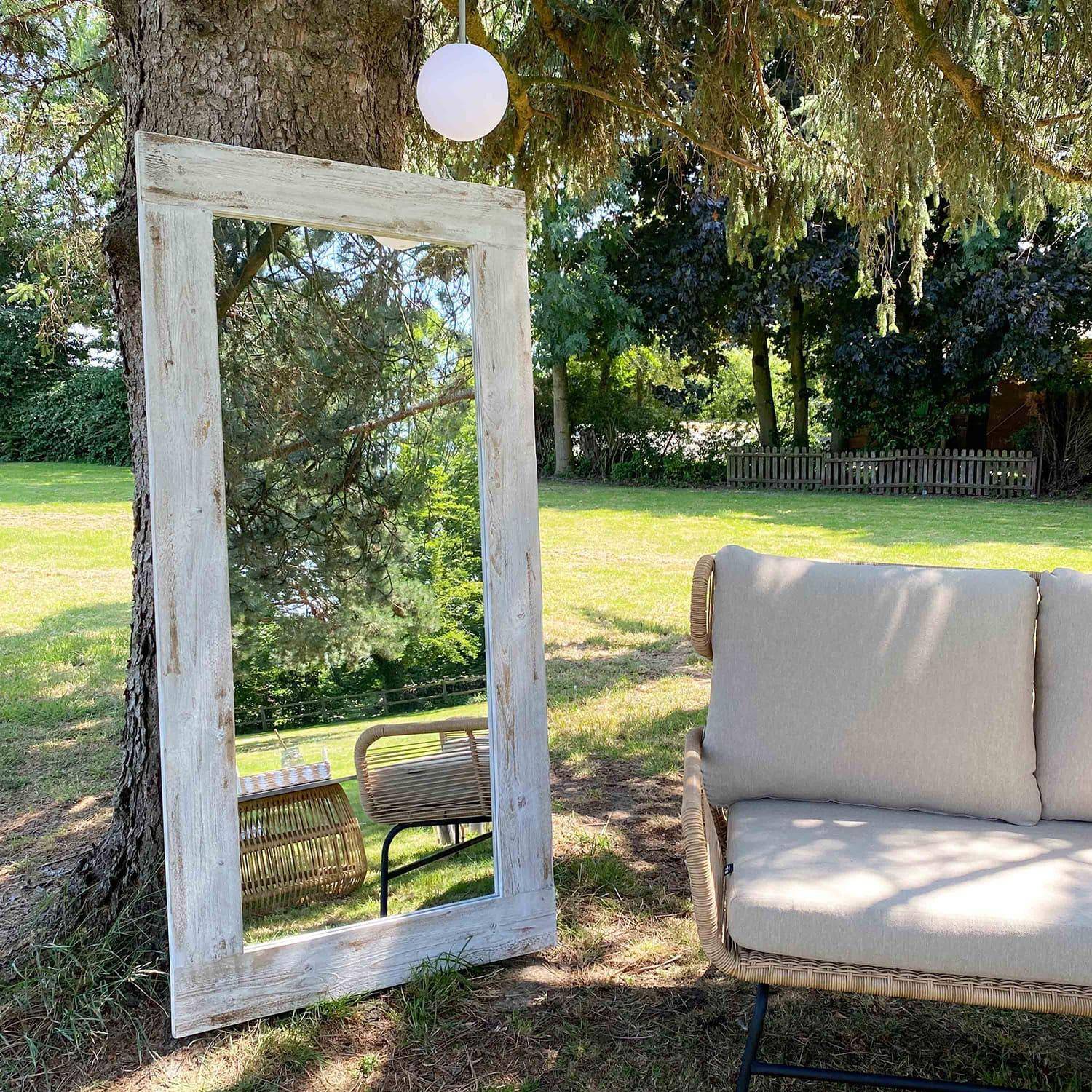 Miroir en bois, rectangle, 165x81cm, intérieur/extérieur, bois blanchi Photo2