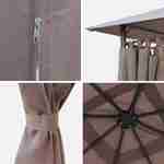 Conjunto completo de techo y cortinas grises para el cenador Elusa 3x3m - cubierta de pérgola de recambio, cubierta de recambio Photo2