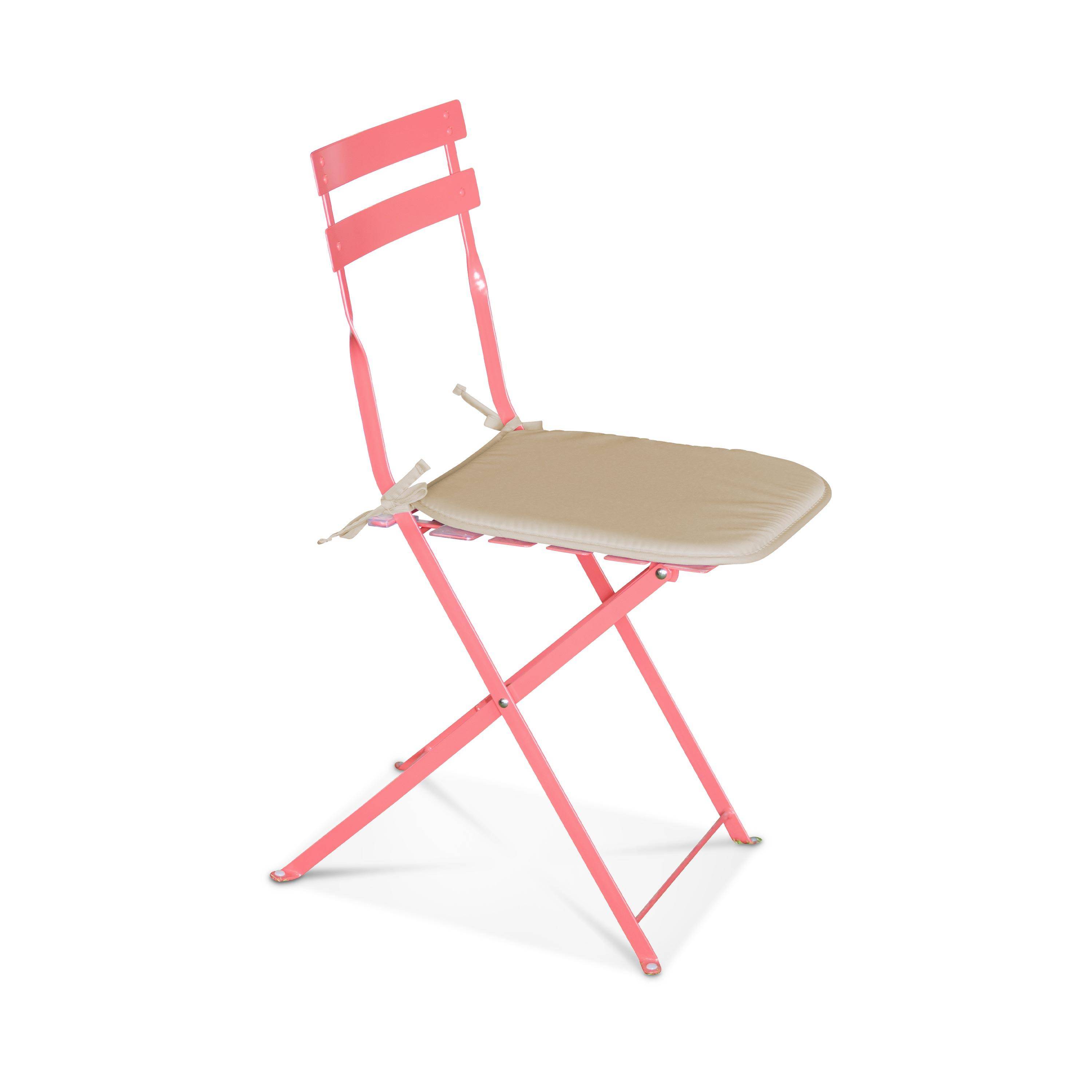 Set van 4 stoelkussens - 40 x 40cm, zitkussen met bevestigingskoordjes, beige Photo2