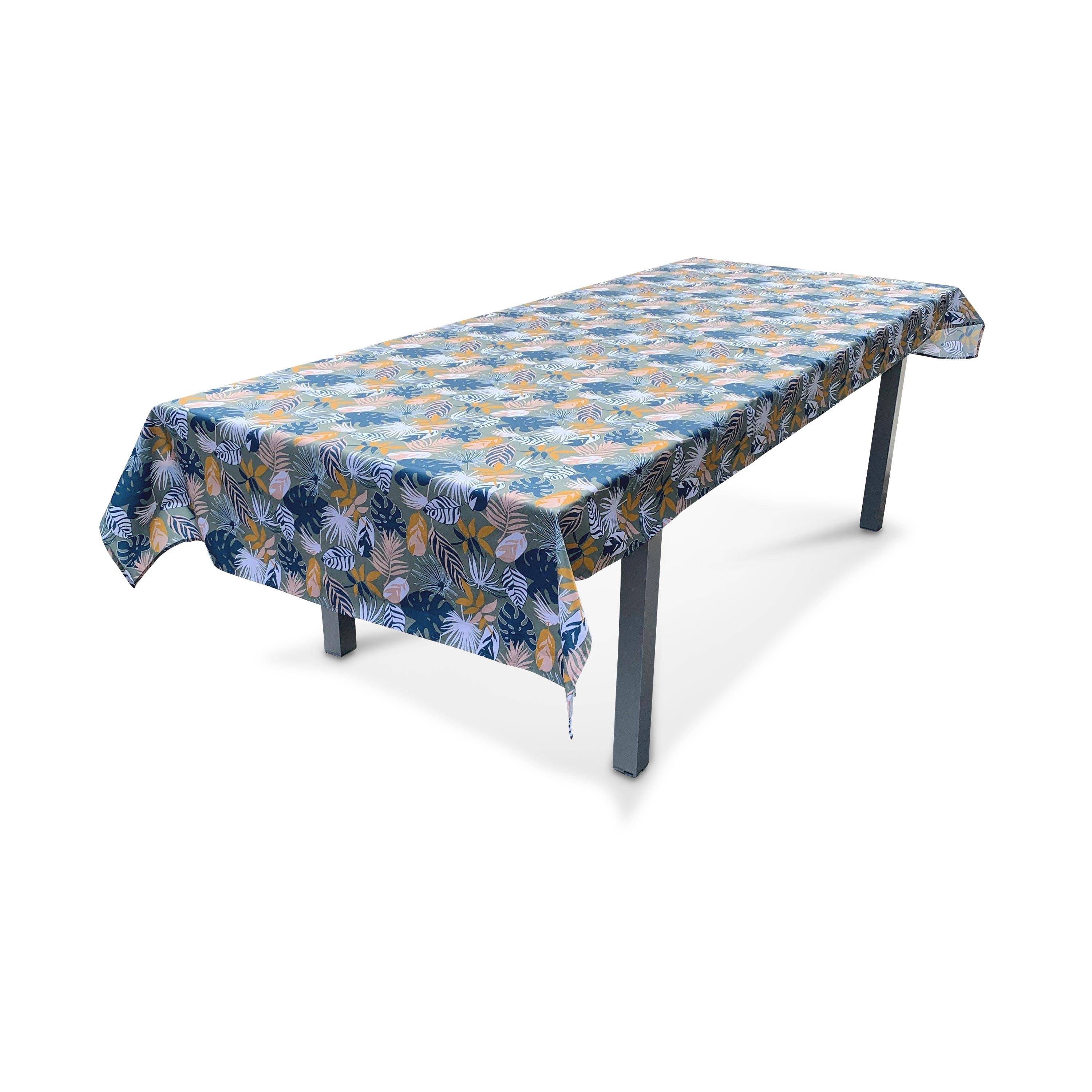 Nappe d’extérieur de 300 x 140 cm imprimé exotique, 100% polyester, protège la table, protection UV, style estival Photo1