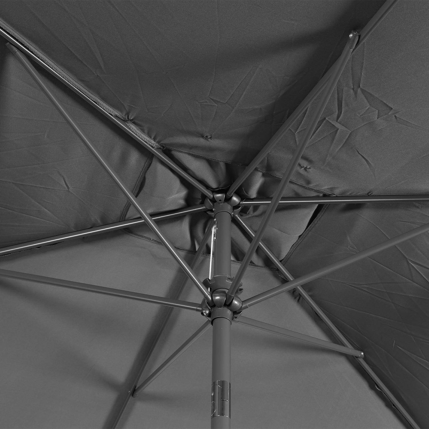 Parasol droit rectangulaire 2x3m - Touquet gris - mât central en aluminium orientable et manivelle d'ouverture Photo5