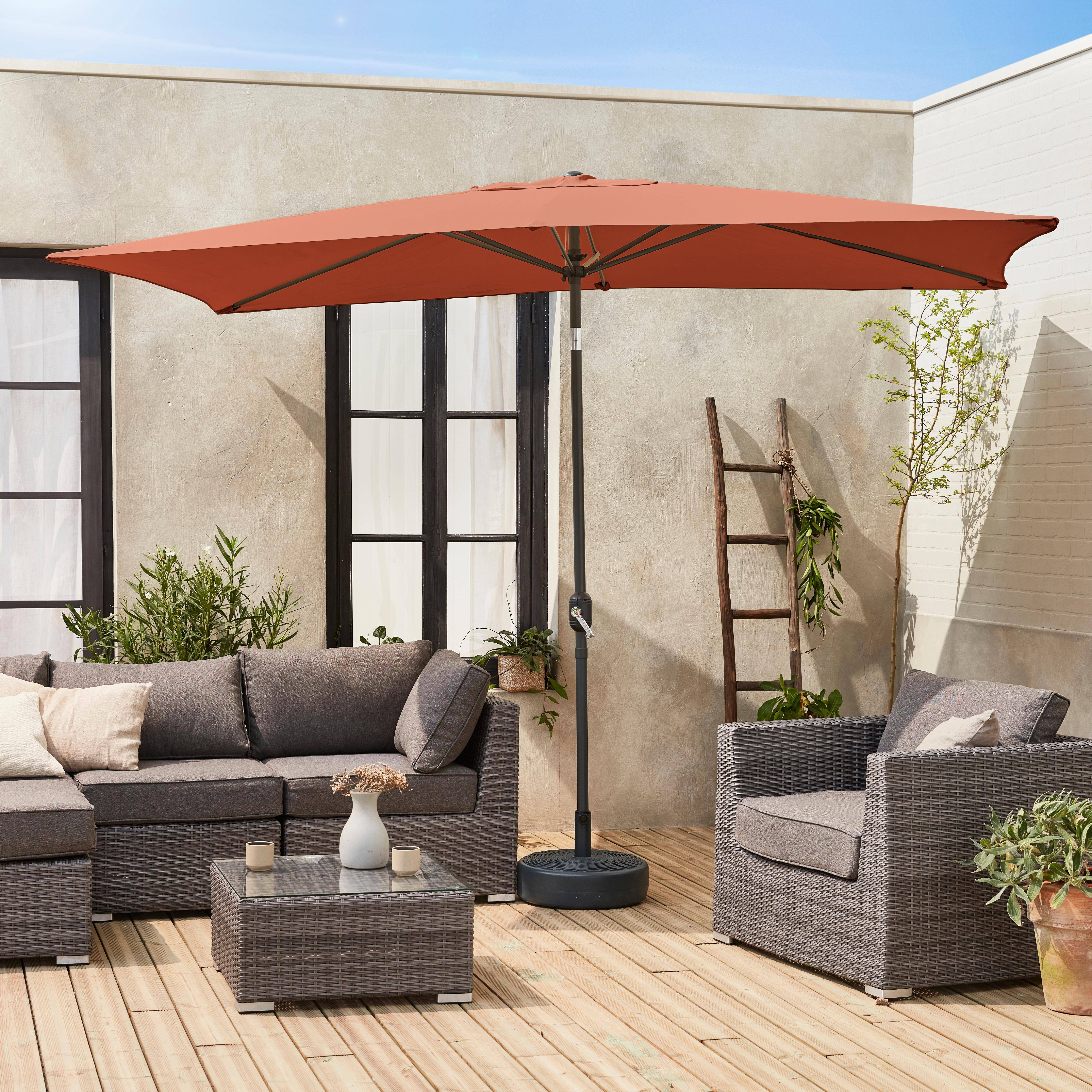 Sombrilla jardin, parasol rojo, mástil central, inclinable, rectangular, 2x3m, Touquet Photo1