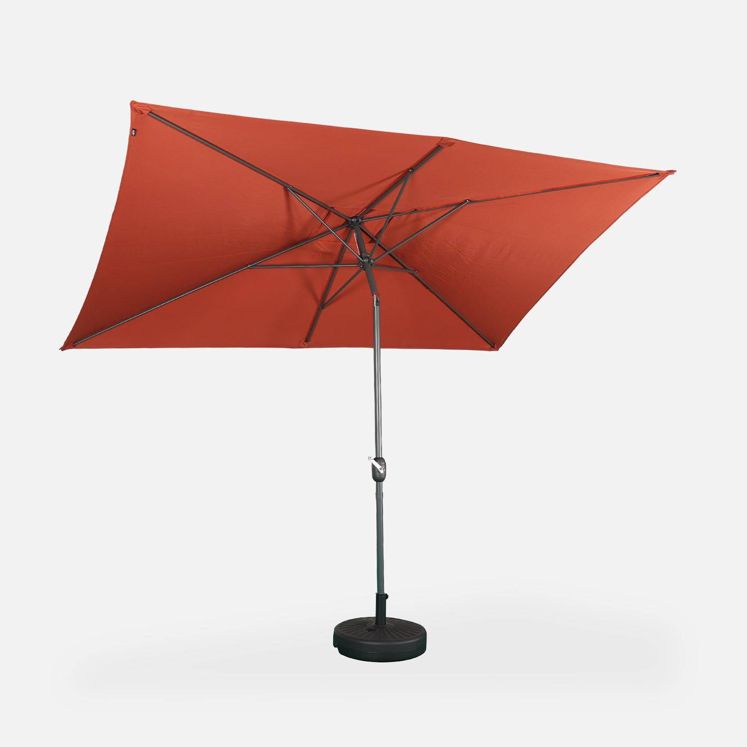 Sombrilla jardin, parasol rojo, mástil central, inclinable, rectangular, 2x3m, Touquet Photo3