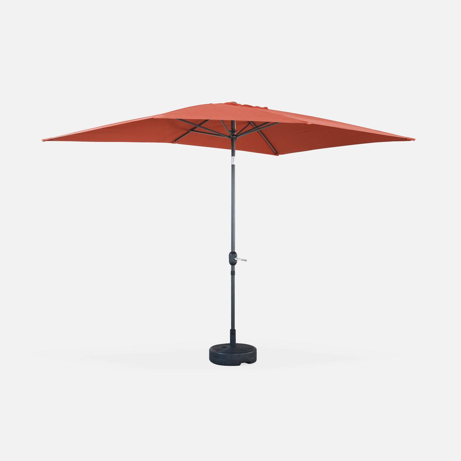 Sombrilla jardin, parasol rojo, mástil central, inclinable, rectangular, 2x3m, Touquet Photo2