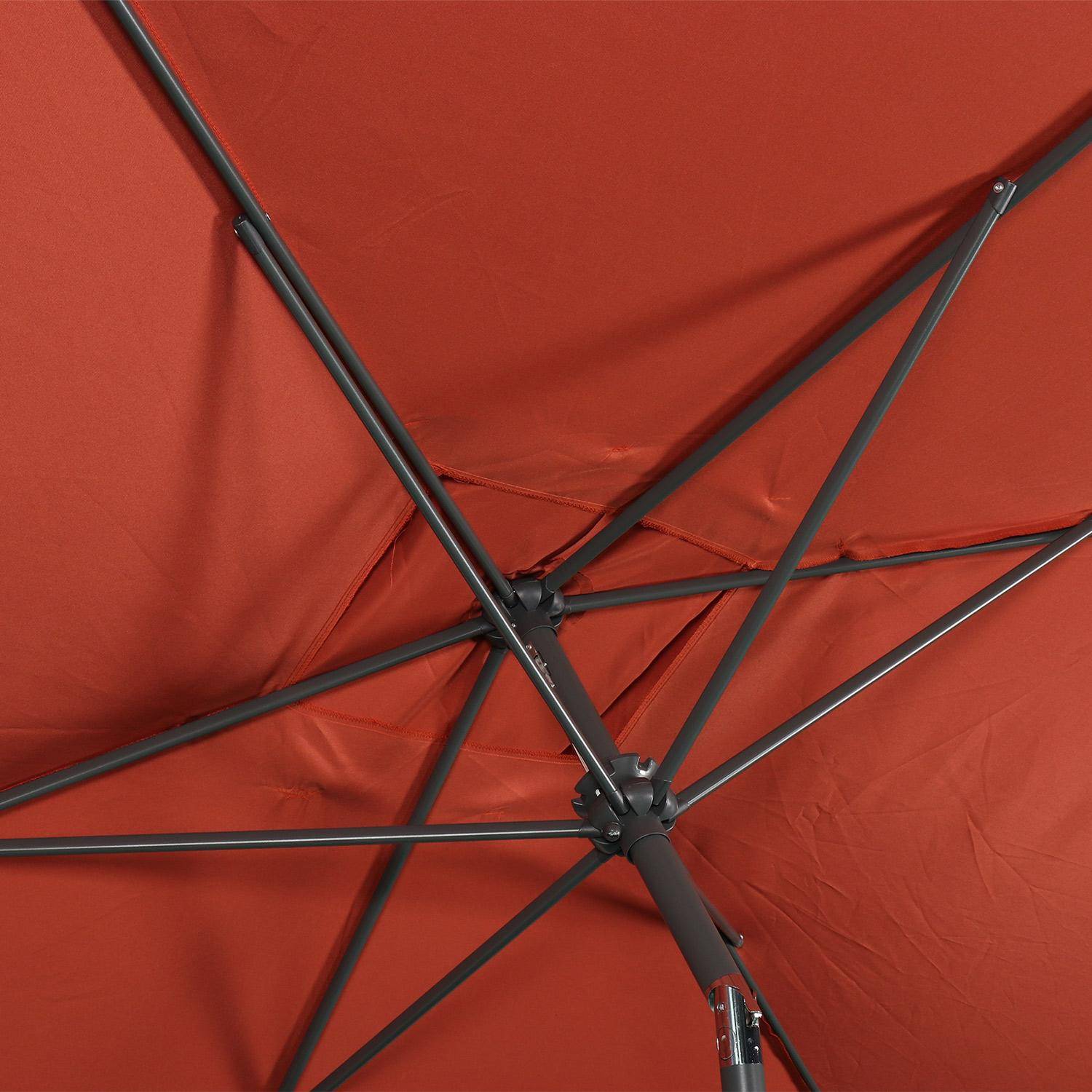 Parasol droit rectangulaire 2x3m - Touquet terracotta - mât central en aluminium orientable et manivelle d'ouverture Photo6