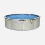 Kit de piscina Torrens de aço inoxidável, redondo Ø460cm, branco com filtro de areia, tapete de chão, cobertura e escada Photo2