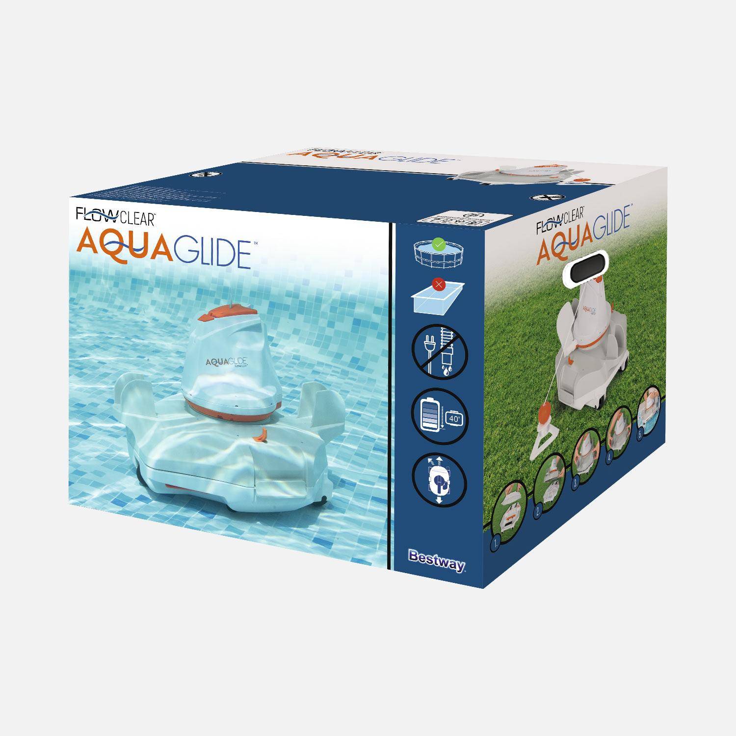 Autonome Flowclear aquaglide robot zwembadreiniger voor zwembaden met een vlakke vloer tot 20m² Photo6