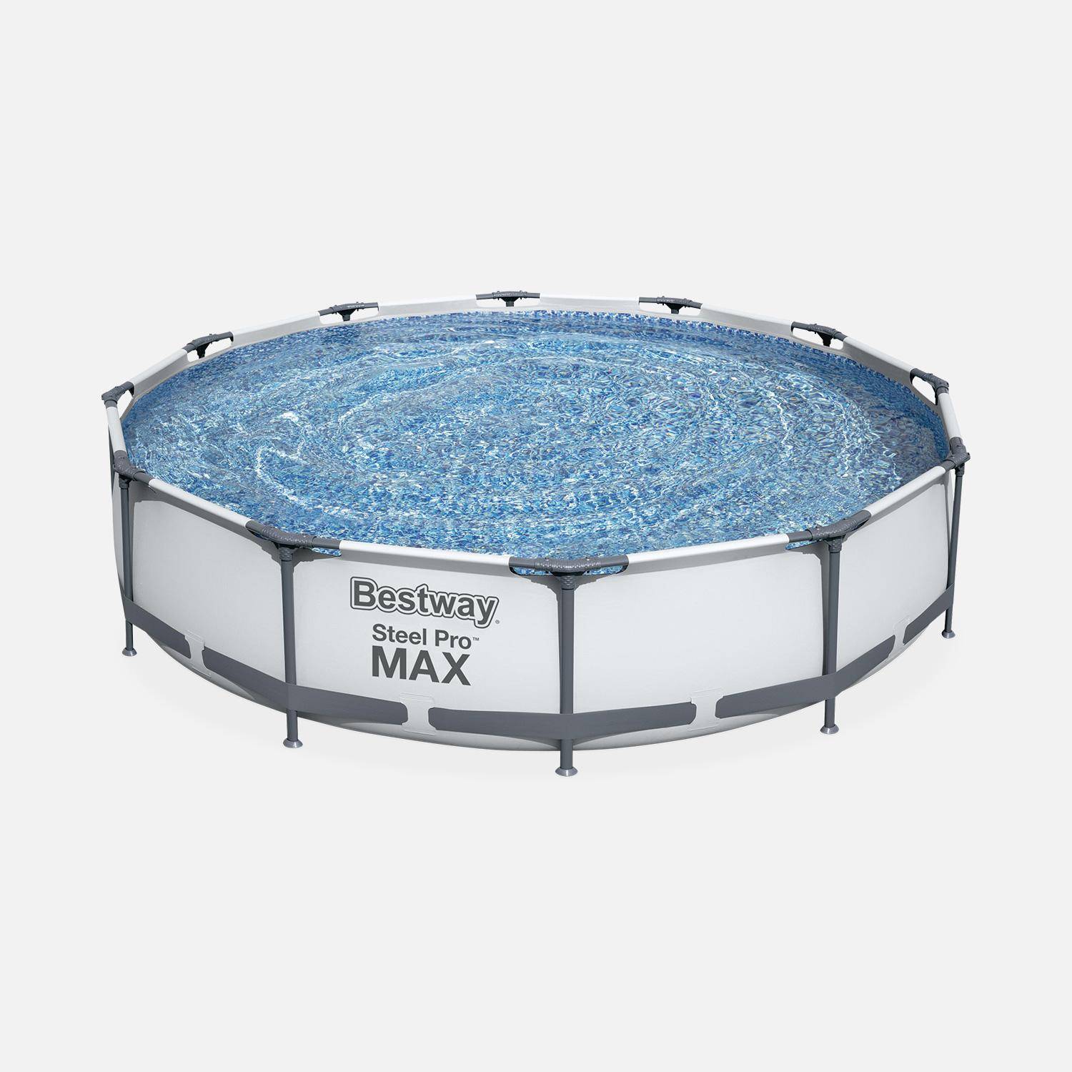 Piscina tubular BESTWAY - Opalita gris - piscina redonda Ø3,6m con bomba de filtración, piscina sobre tierra, marco de acero Photo3