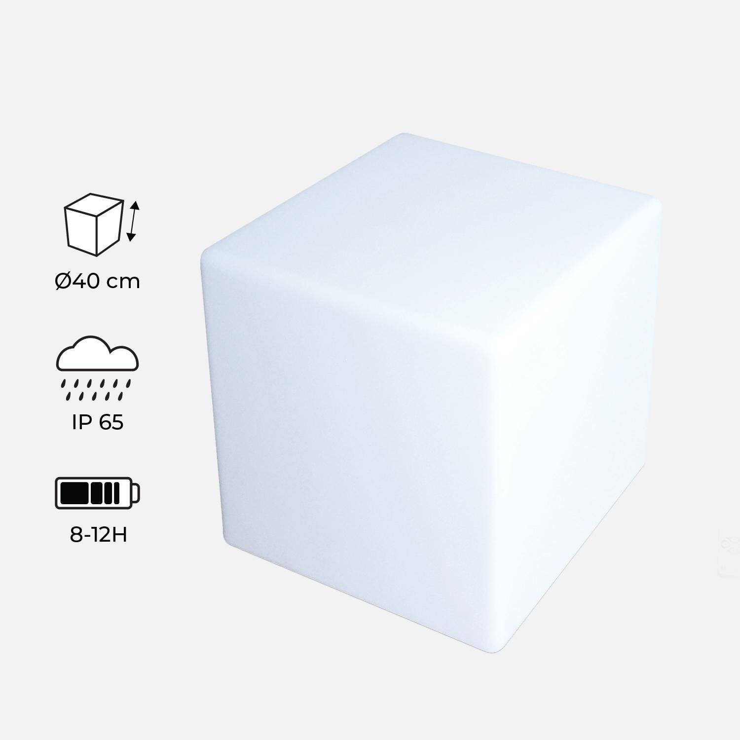 Cube LED 40cm – Cube décoratif lumineux, 40x40cm, blanc chaud, commande à distance Photo2