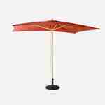 Rechthoekige houten parasol 2x3m, centrale houten mast, handmatig openingssysteem, katrol Photo1
