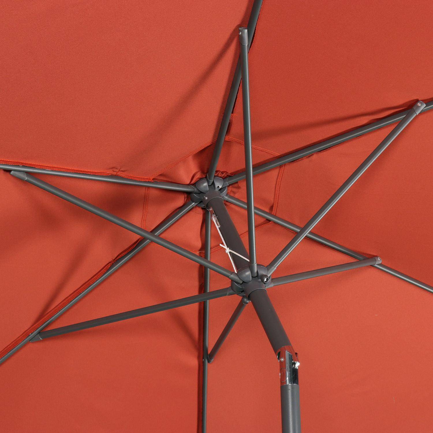 Ombrello rotondo diritto Ø300cm - Touquet Terracotta - palo centrale in alluminio e manico apribile Photo5