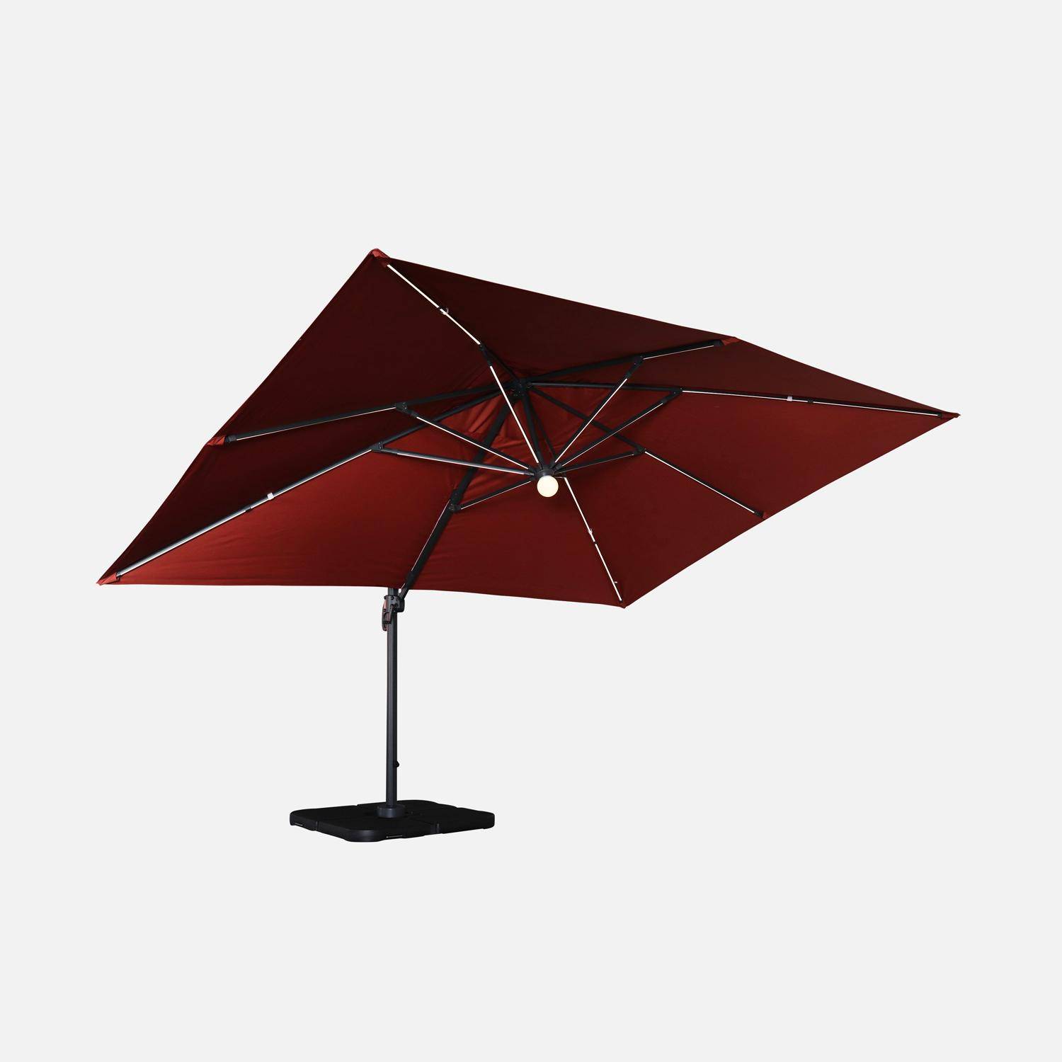 Guarda-sol rectangular 3 x 4 m - Luce Terracotta - Chapéu de chuva excêntrico inclinado, dobrável e rotativo 360° com carregador solar Photo4
