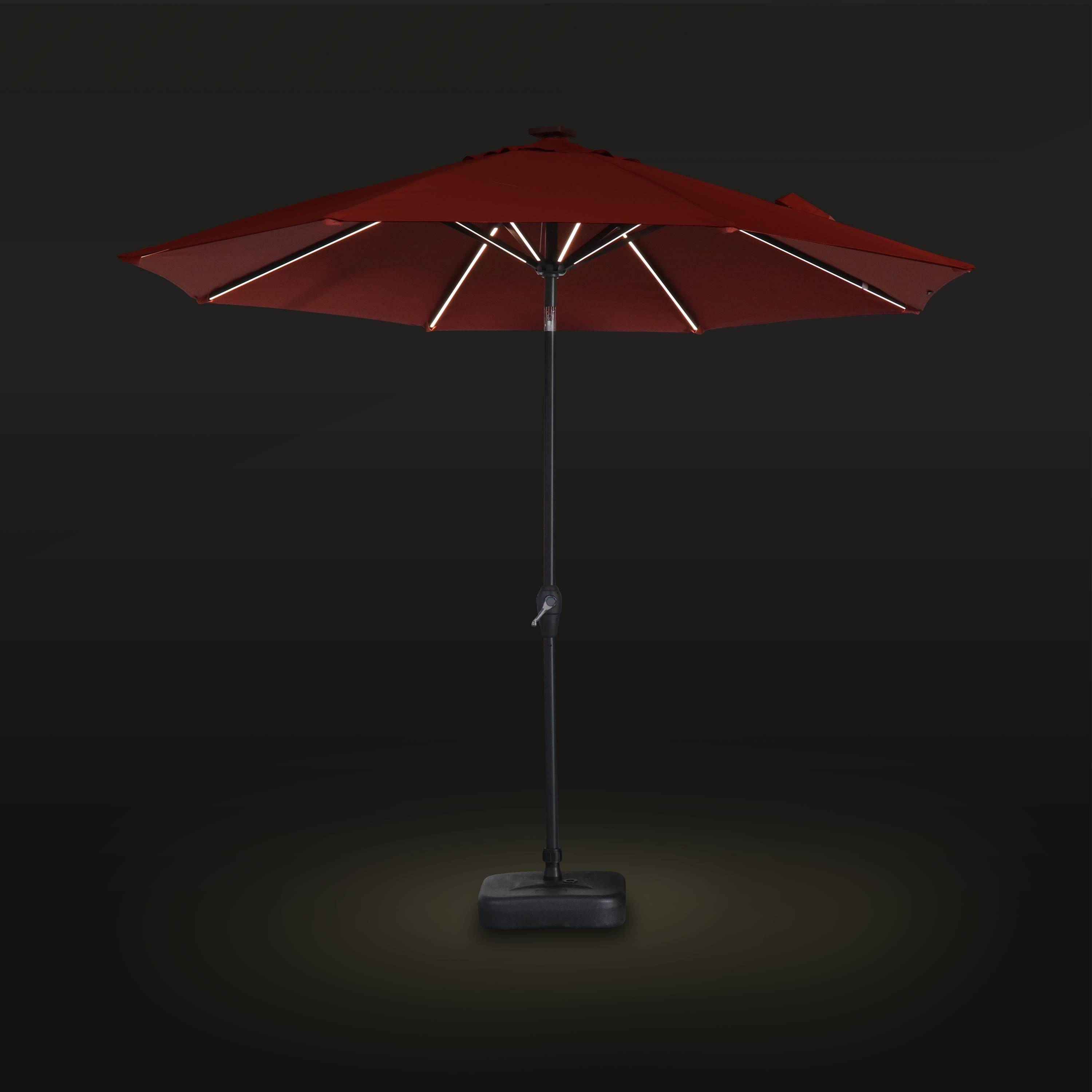 Ronde LED parasol  Ø 2,7m - Helios Terracotta- Stokparasol met geïntegreerde verlichting en hendel Photo2
