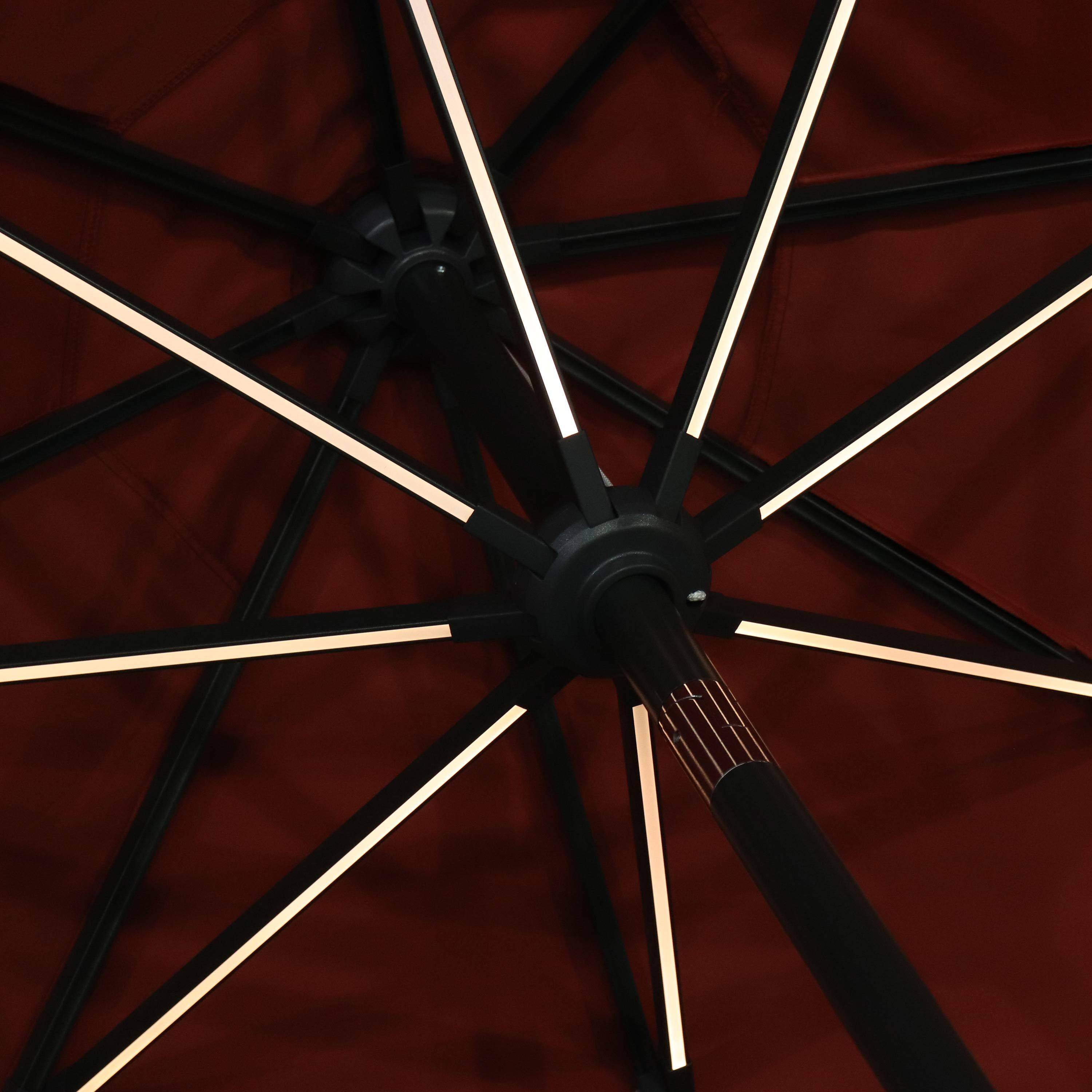 Ronde LED parasol  Ø 2,7m - Helios Terracotta- Stokparasol met geïntegreerde verlichting en hendel Photo4