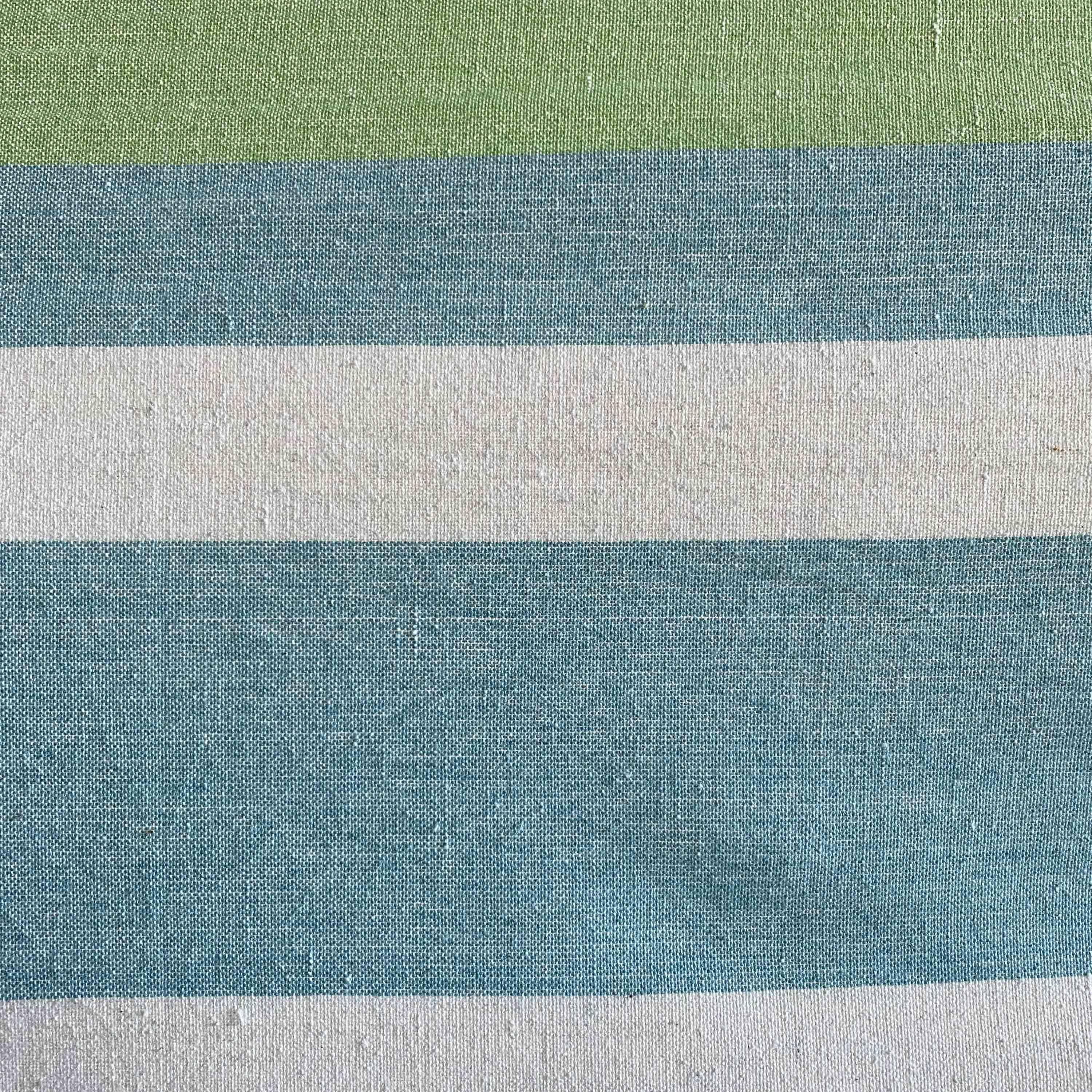 Toile de hamac 1 personne, 100% coton, 110x220cm, rayée bleu et vert, avec cordes d'accroche et mousquetons Photo2