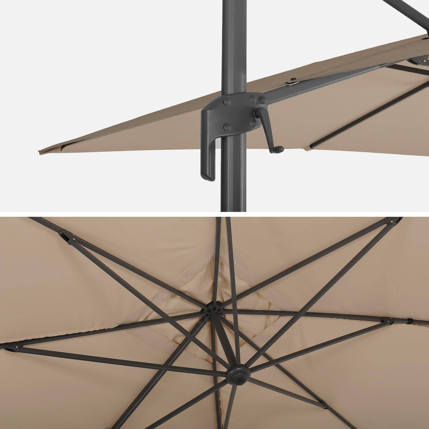 Parasol déporté rectangulaire 3x4m – Antibes – beige – parasol déporté, inclinable, rabattable et rotatif à 360° Photo5