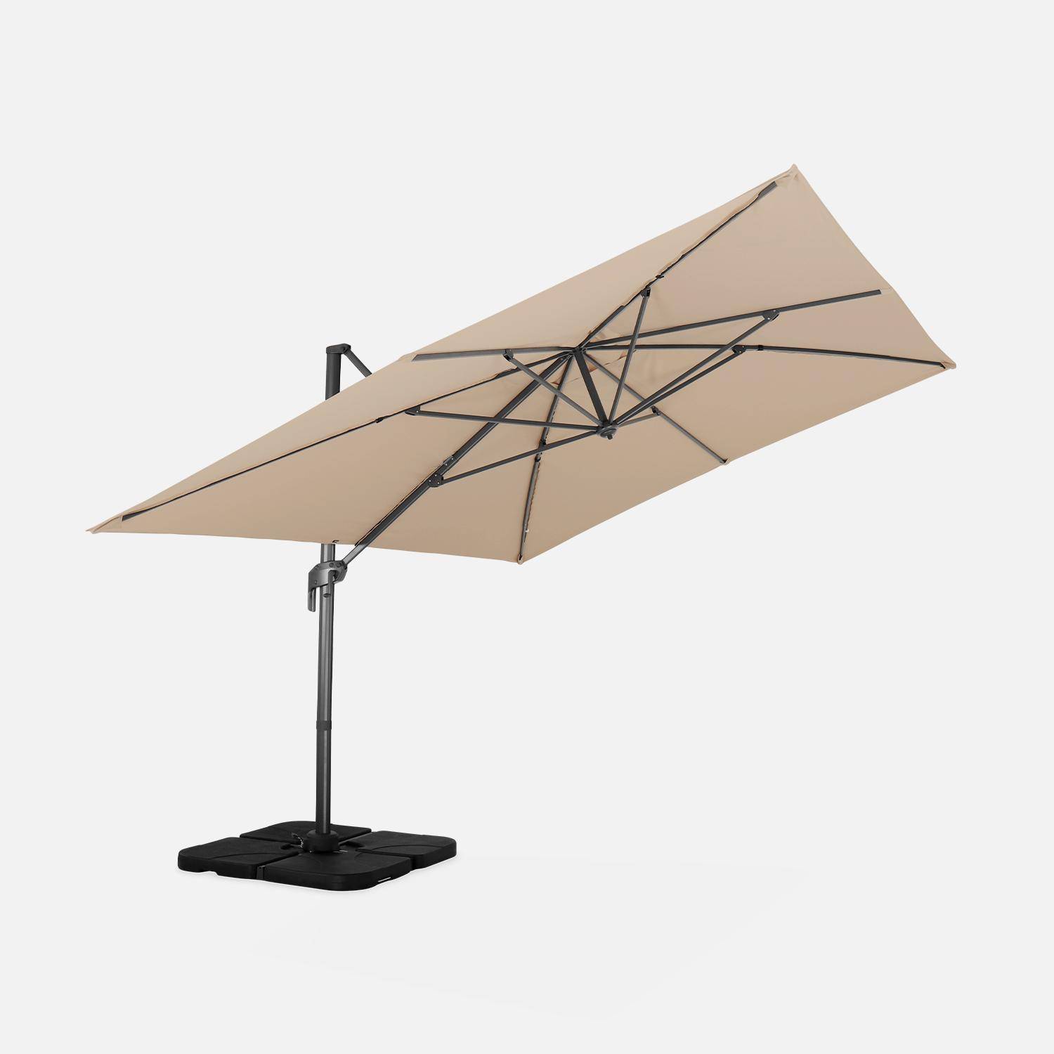 Parasol déporté rectangulaire 3 x 4 m – Antibes – beige – parasol déporté, inclinable, rabattable et rotatif à 360° Photo3