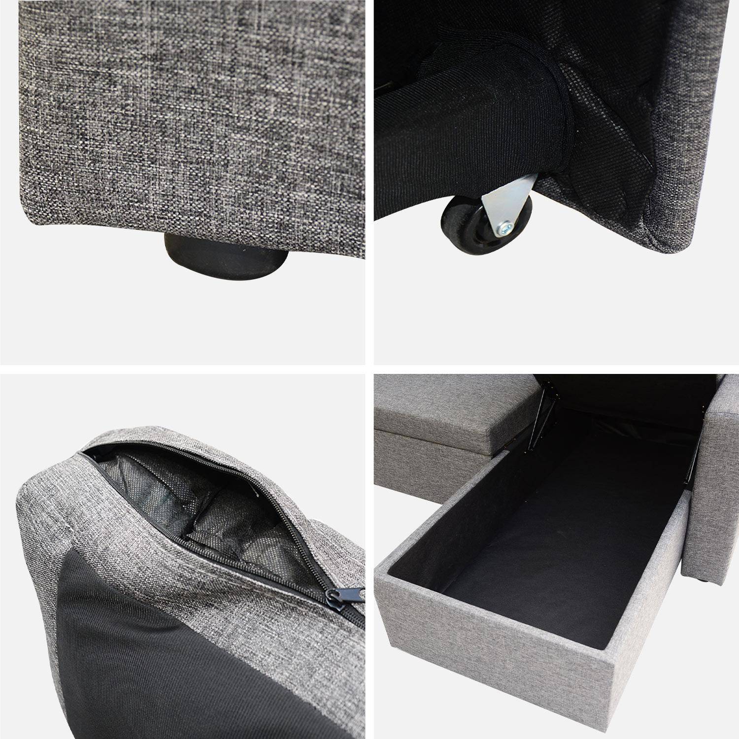 Canapé esquinero convertible en tejido gris moteado oscuro - IDA - 3 plazas, sillón esquinero reversible, caja de almacenaje, cama modular  Photo10